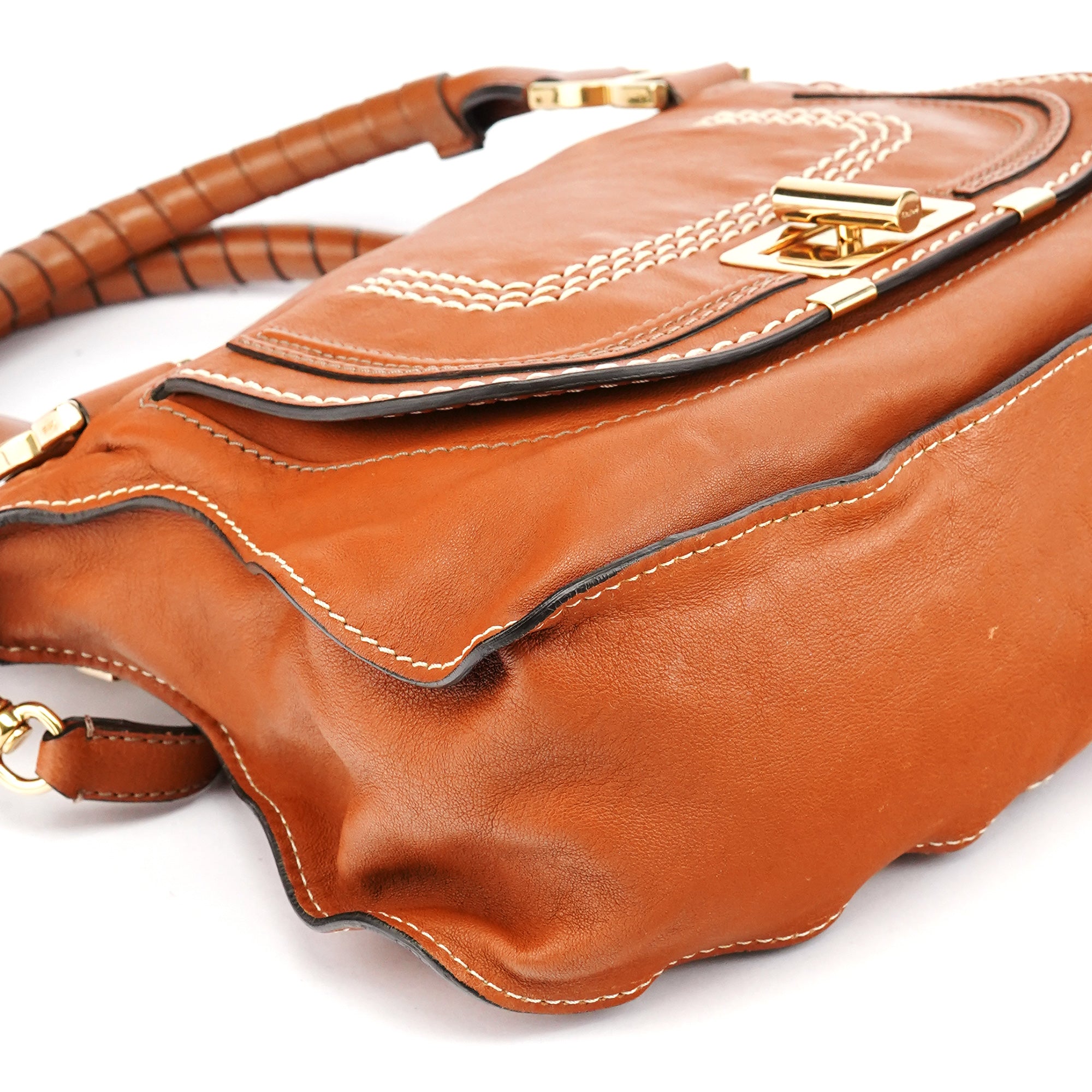 Brown Leather Marcie Turnlock 2-Way Bag