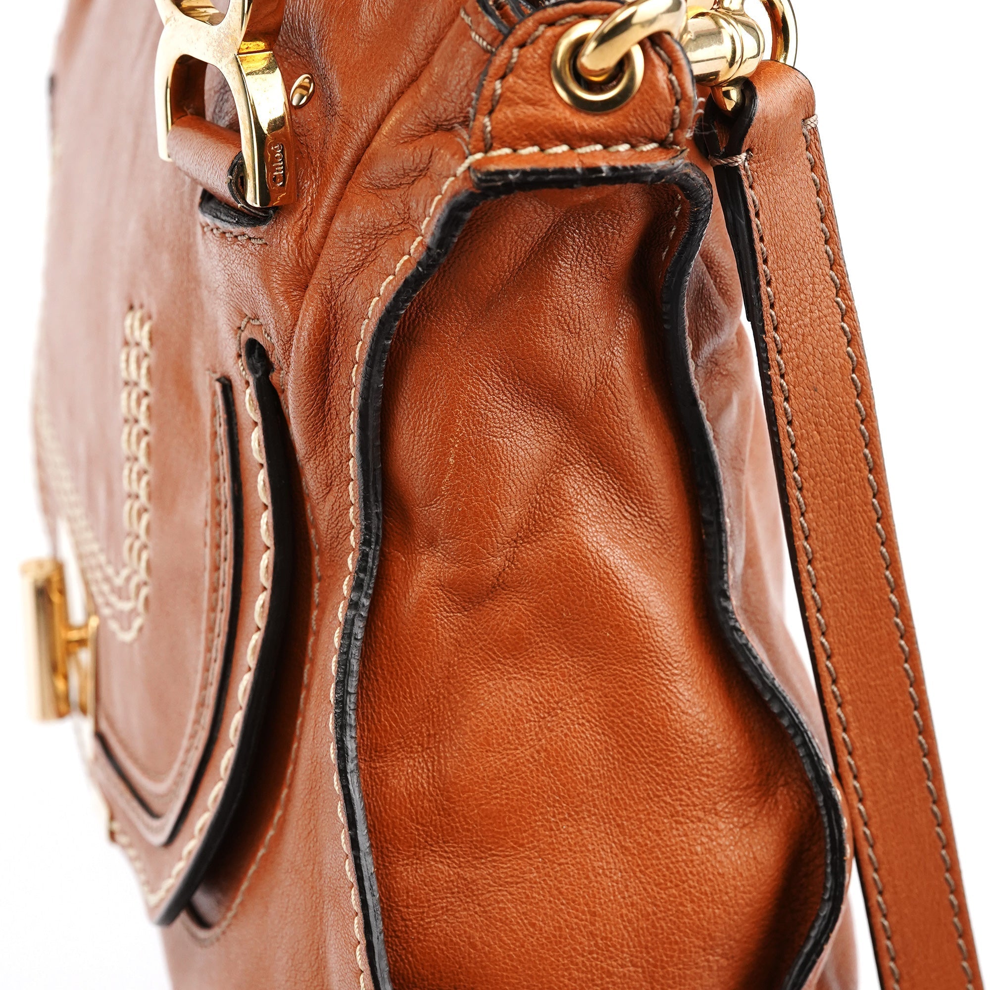 Brown Leather Marcie Turnlock 2-Way Bag