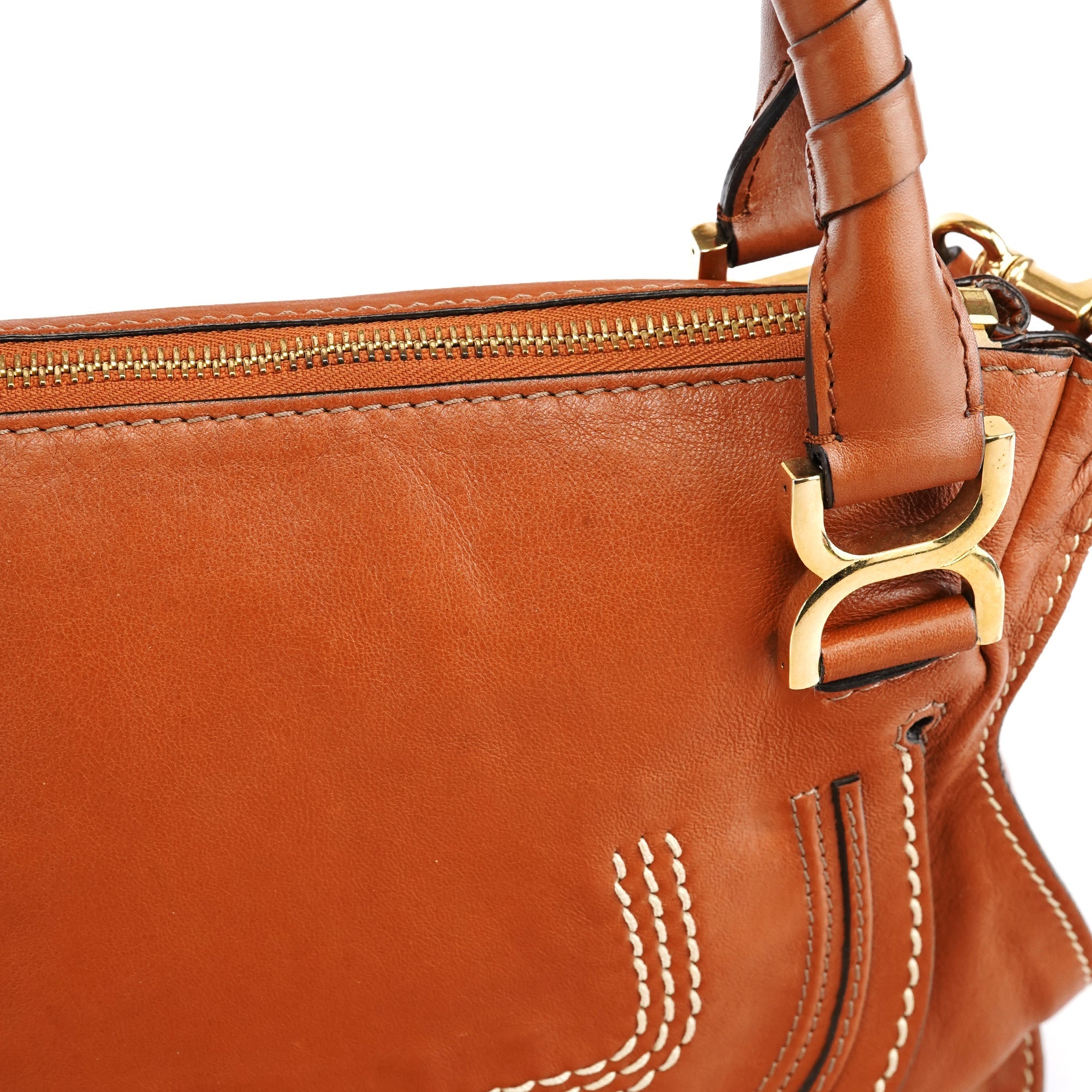 Brown Leather Marcie Turnlock 2-Way Bag