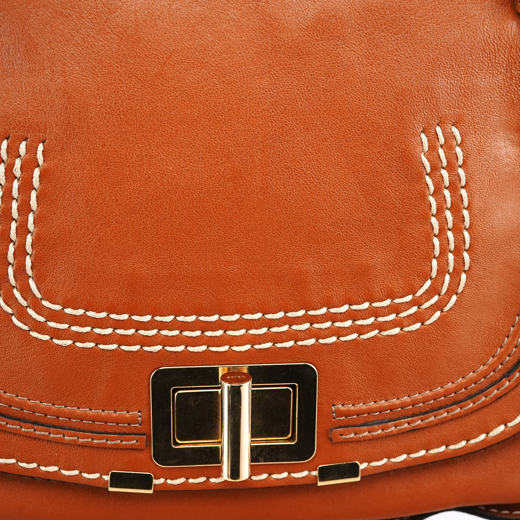 Brown Leather Marcie Turnlock 2-Way Bag