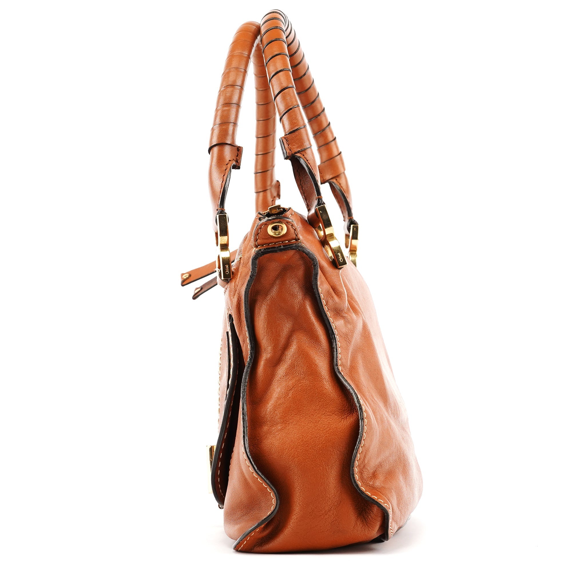 Brown Leather Marcie Turnlock 2-Way Bag