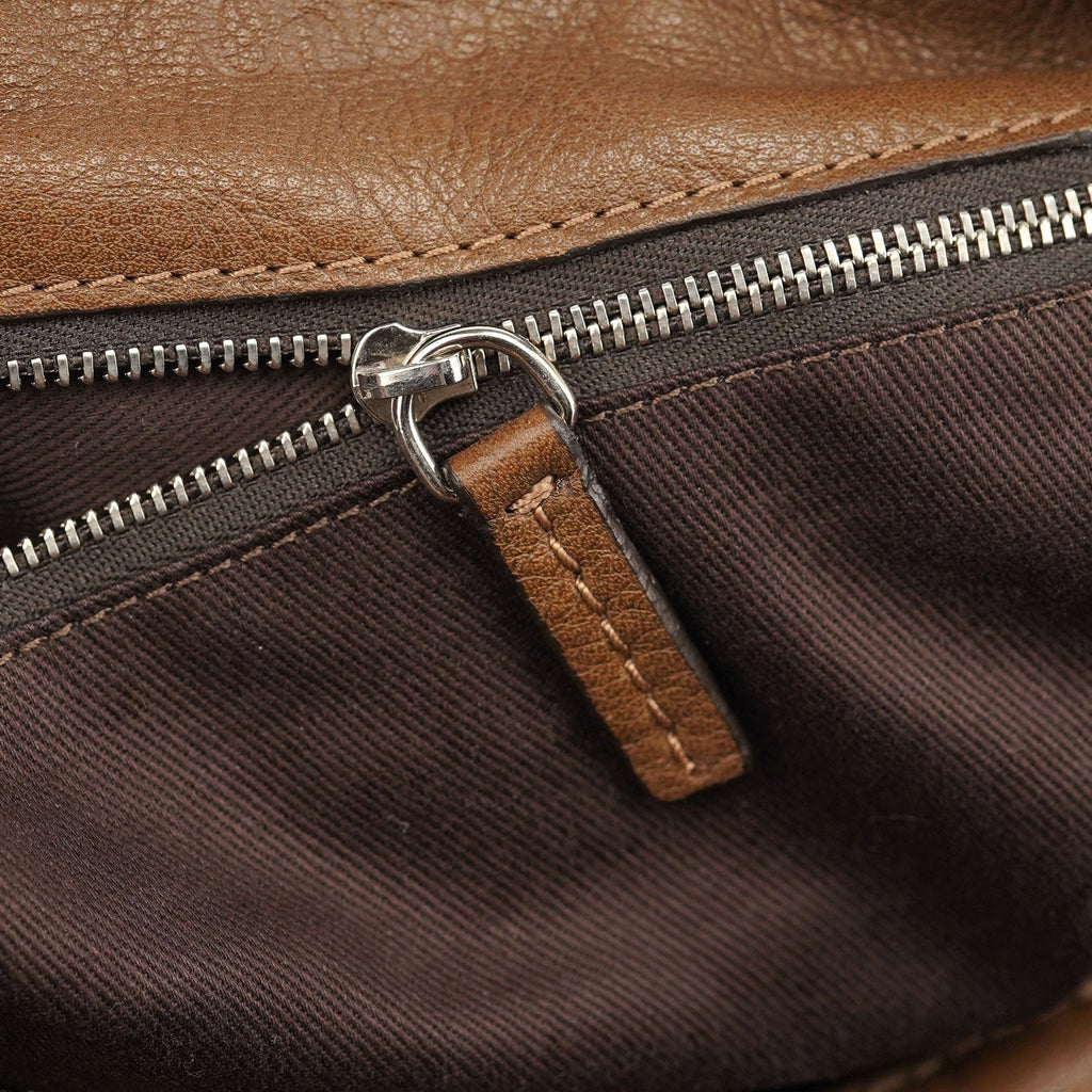 Brown Leather Paddington Pocket Shoulder Bag