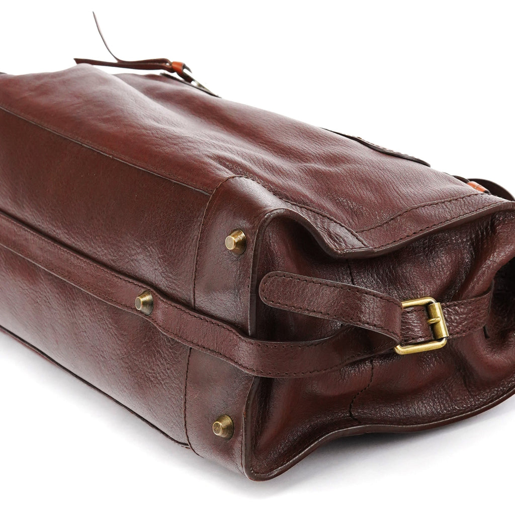 Brown Leather Pocket Tote Bag