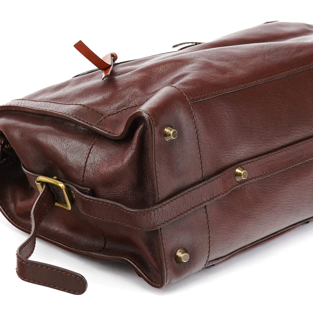 Brown Leather Pocket Tote Bag