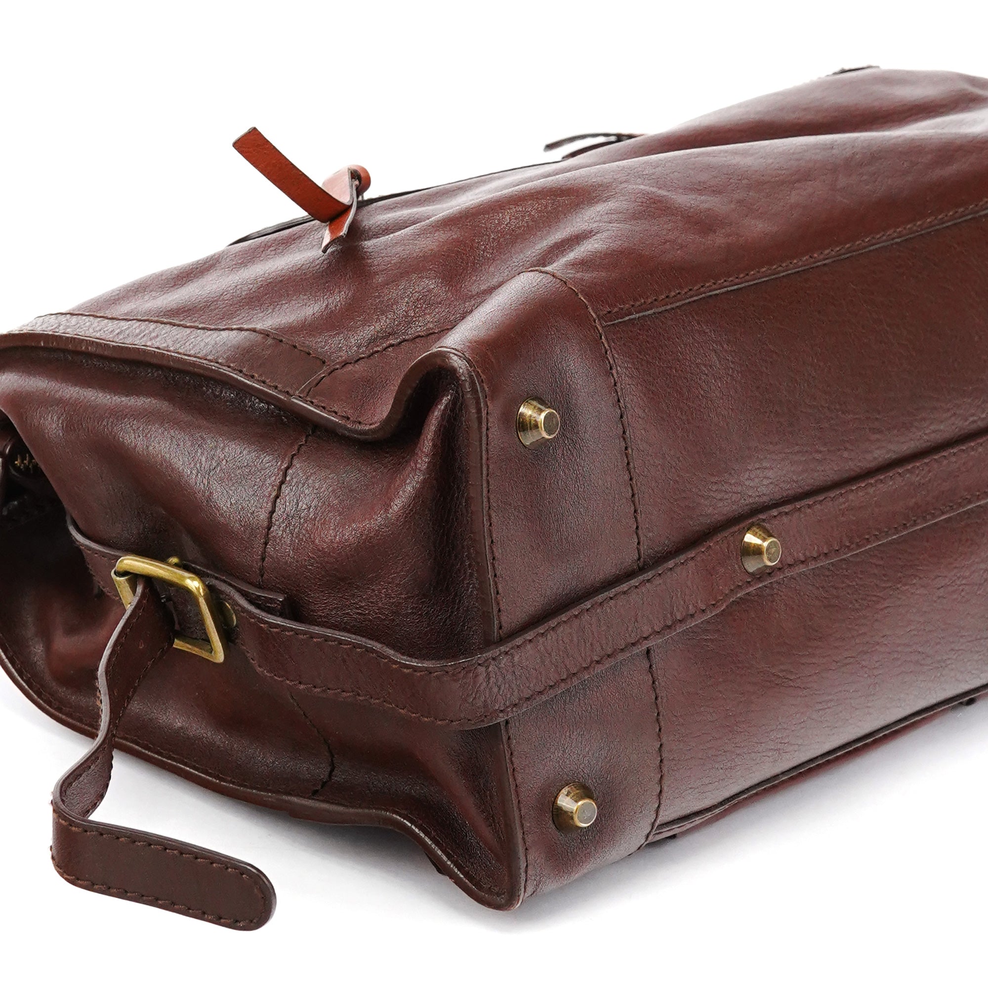Brown Leather Pocket Tote Bag