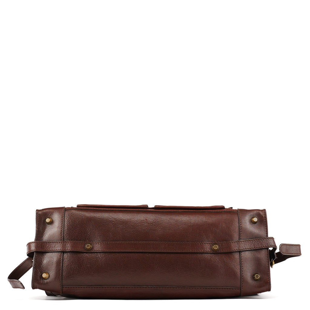 Brown Leather Pocket Tote Bag