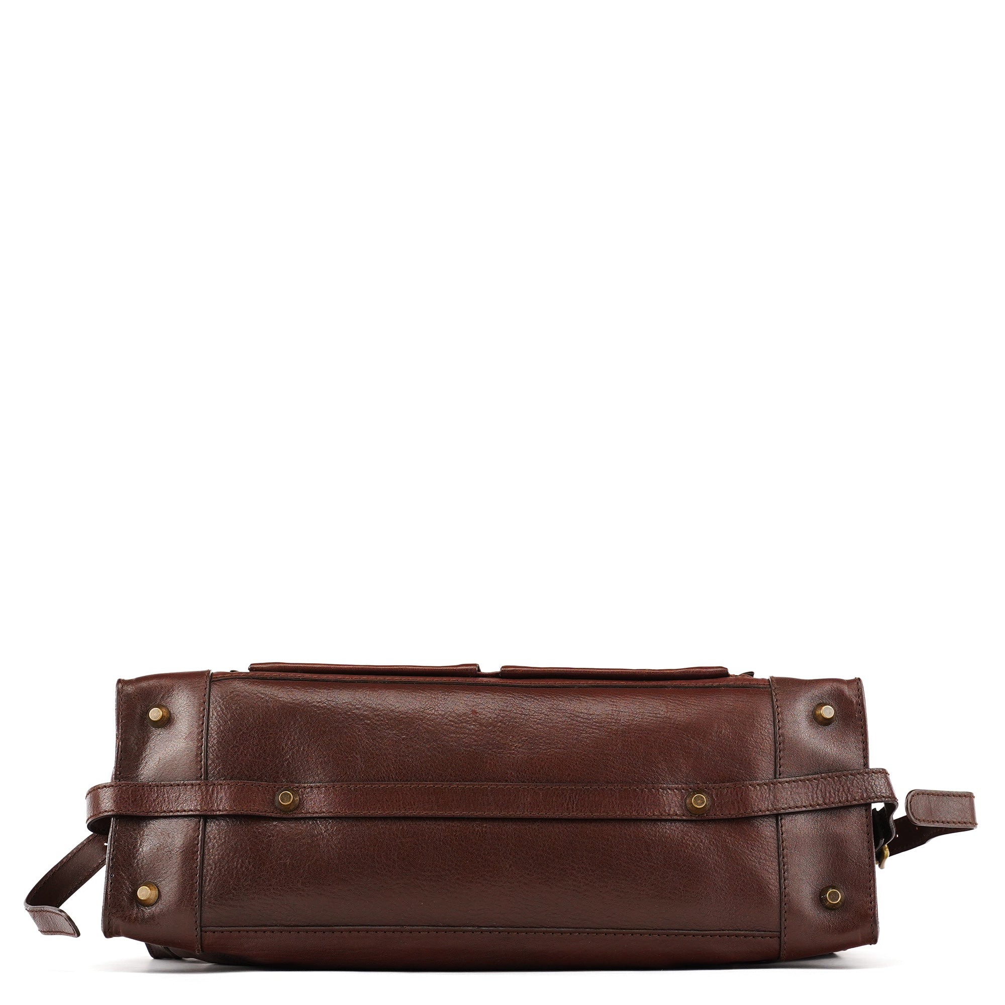 Brown Leather Pocket Tote Bag