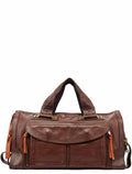 Brown Leather Pocket Tote Bag
