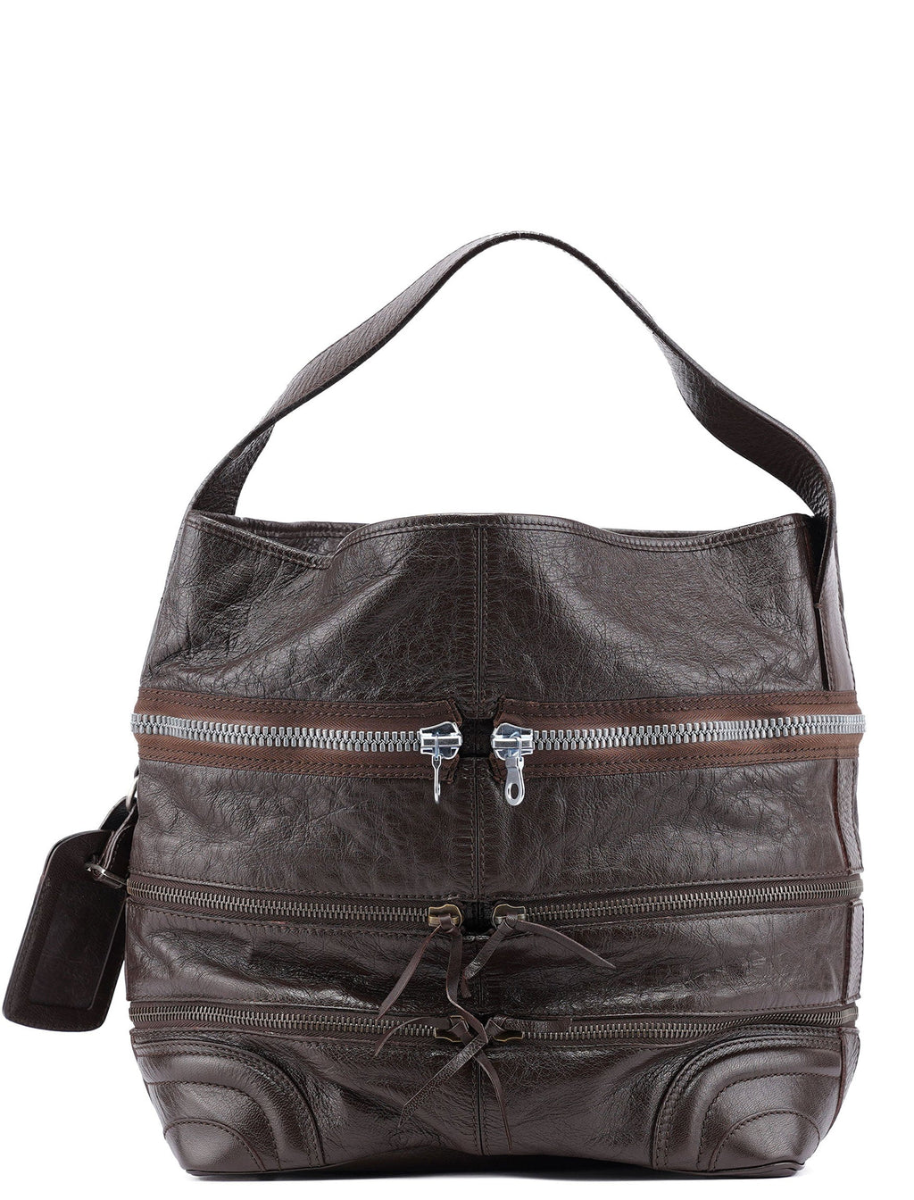 Spring 2006 Brown Leather Zippered Shoulder Bag