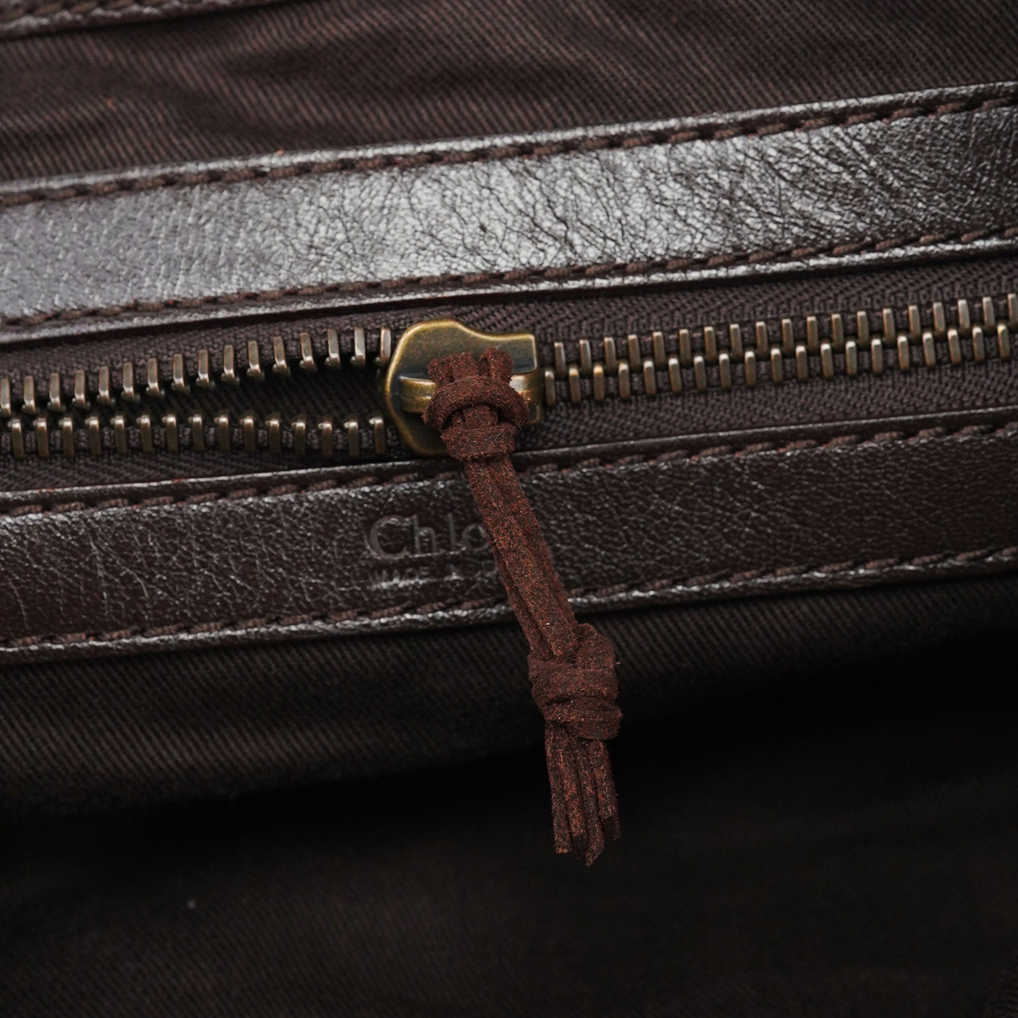 Spring 2006 Brown Leather Zippered Shoulder Bag