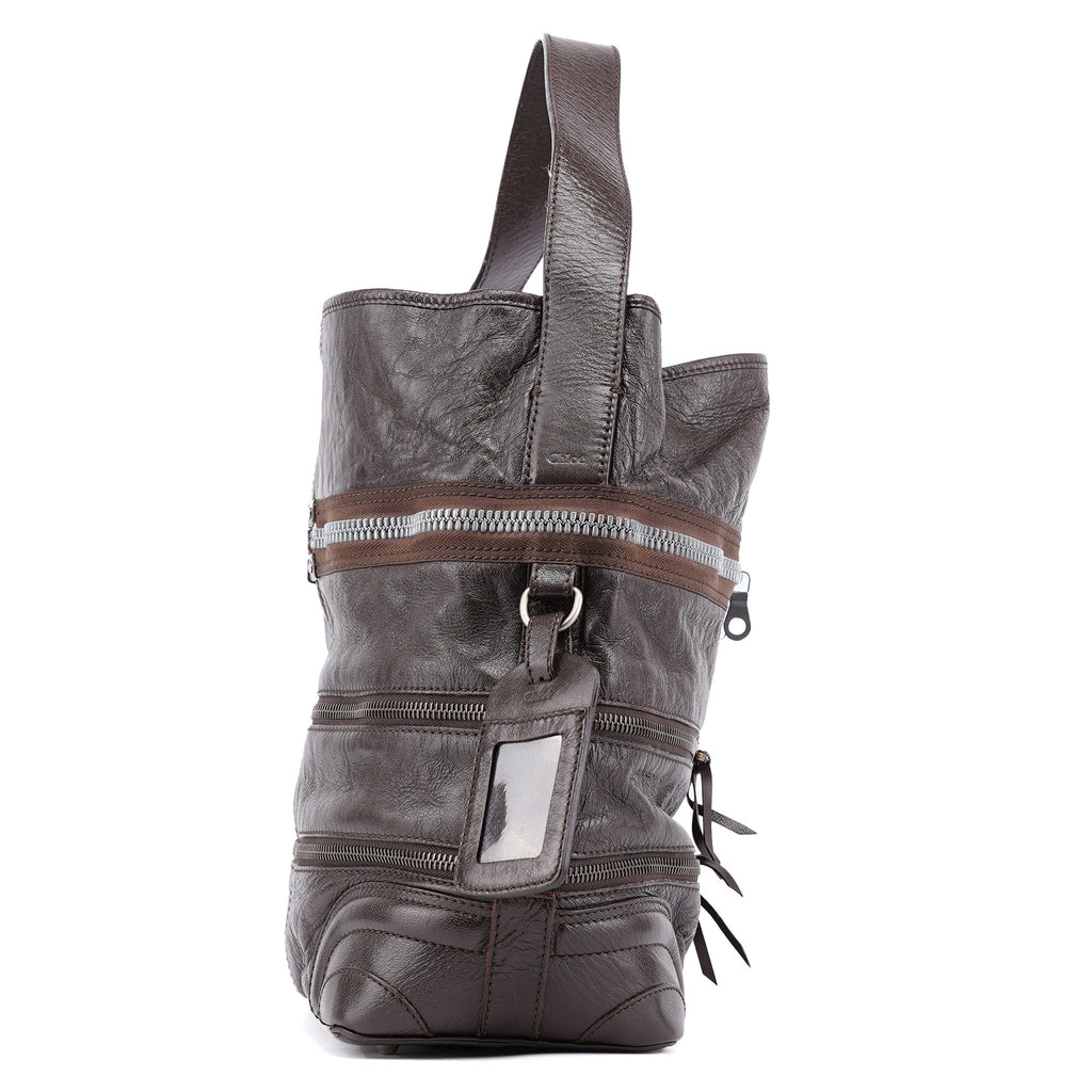 Spring 2006 Brown Leather Zippered Shoulder Bag