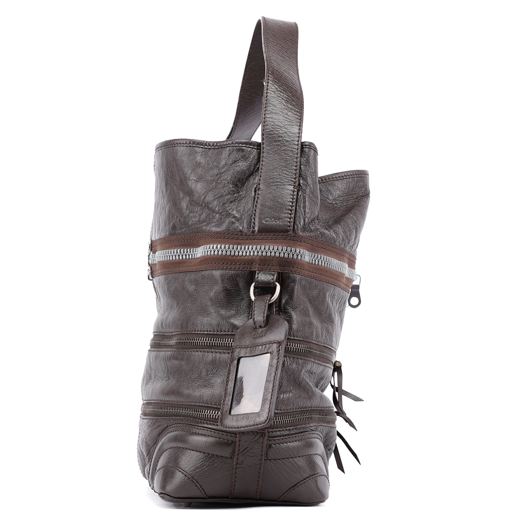 Spring 2006 Brown Leather Zippered Shoulder Bag