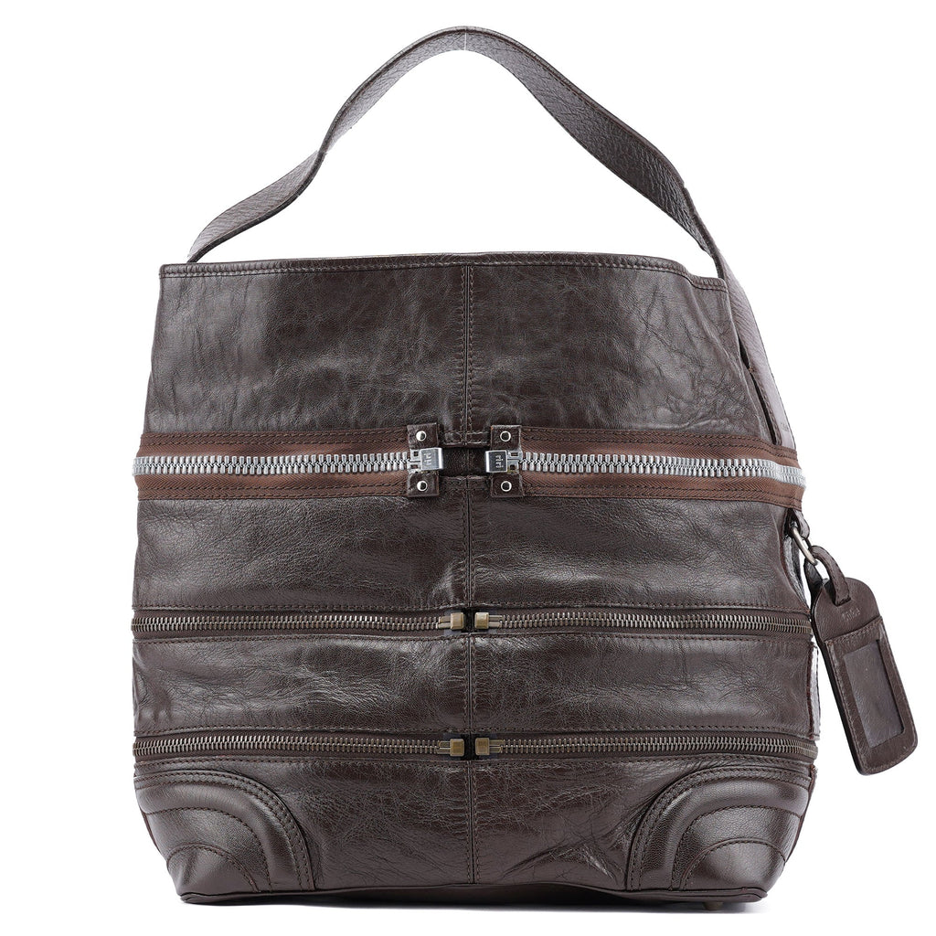 Spring 2006 Brown Leather Zippered Shoulder Bag