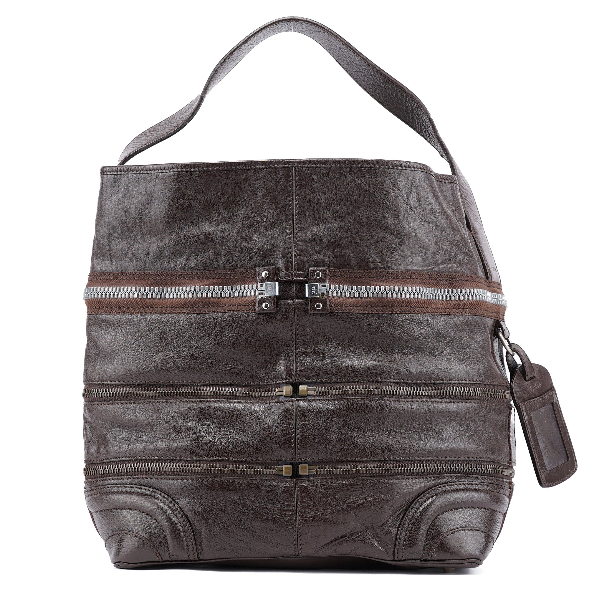 Spring 2006 Brown Leather Zippered Shoulder Bag