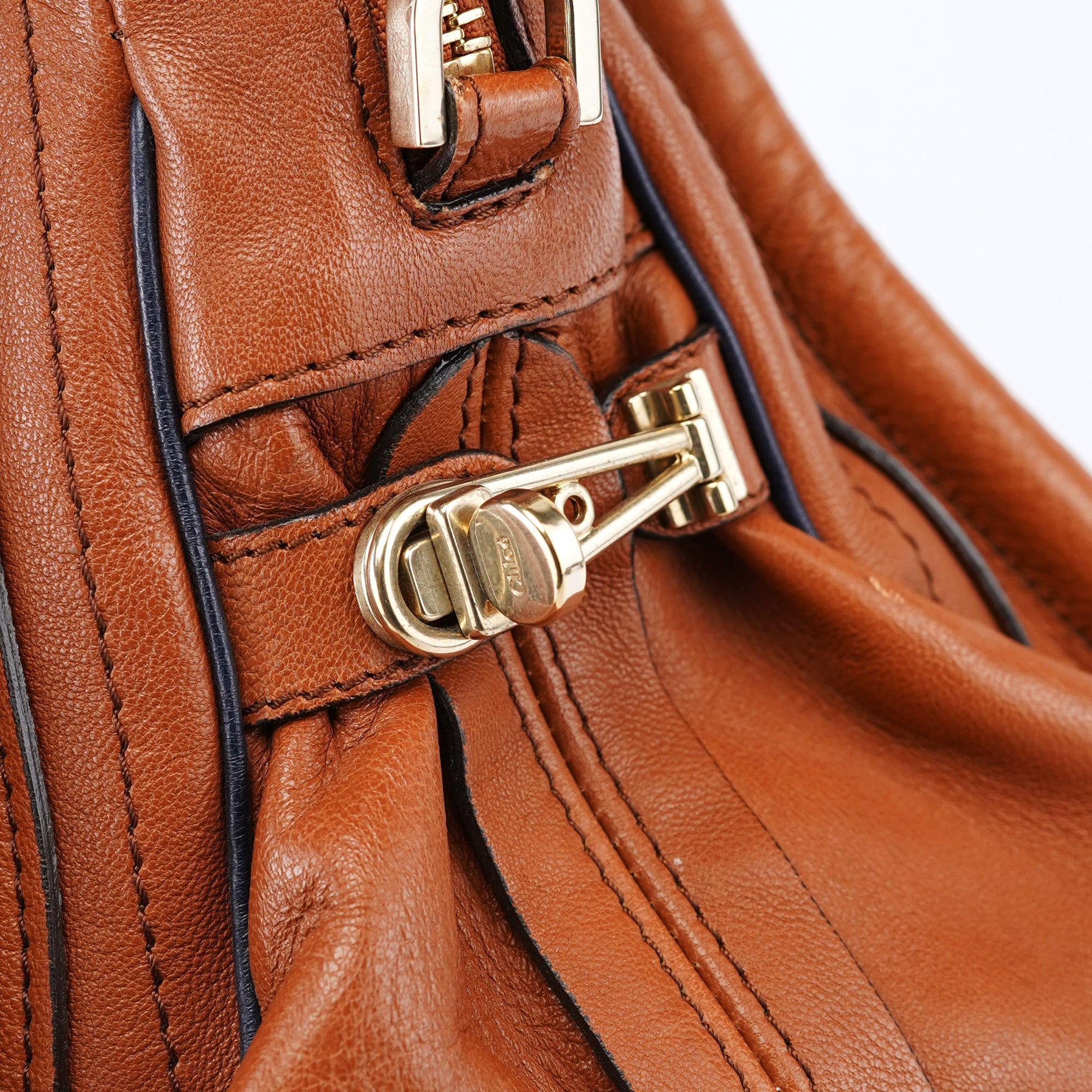 Brown Navy Leather Paraty 2-Way Shoulder Bag