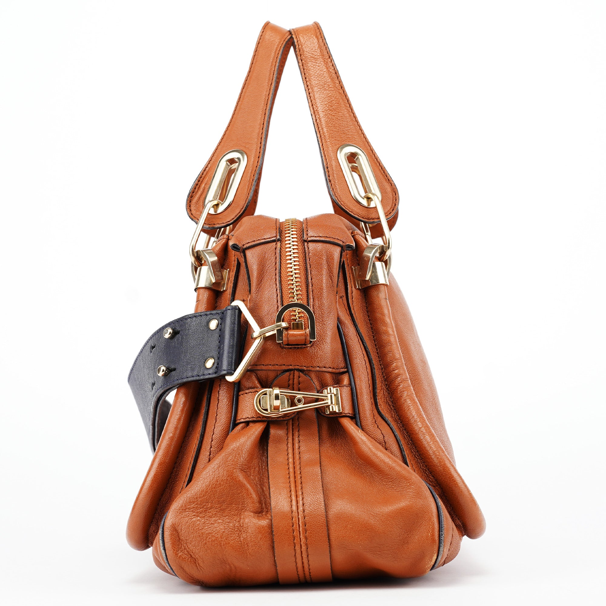 Brown Navy Leather Paraty 2-Way Shoulder Bag