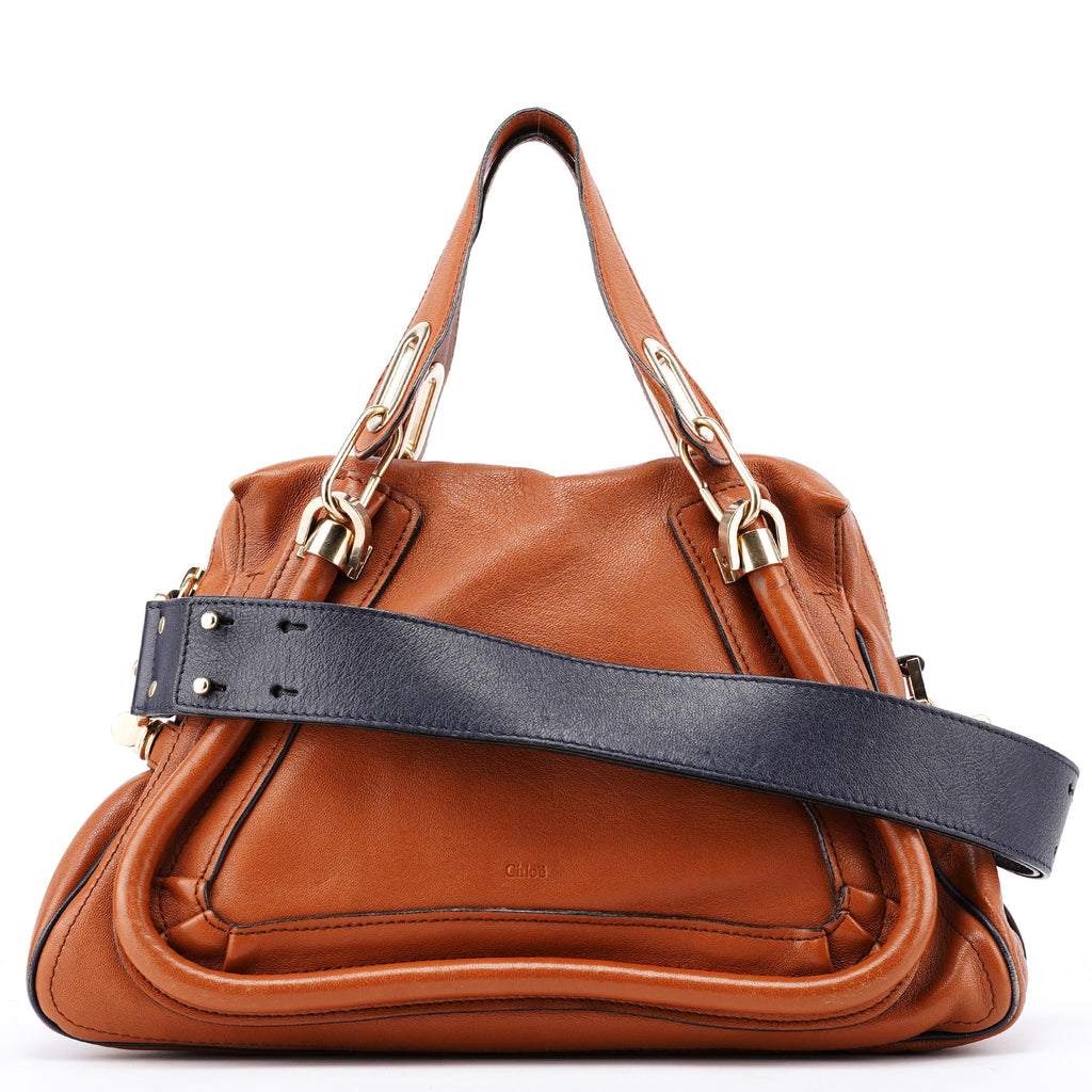 Brown Navy Leather Paraty 2-Way Shoulder Bag