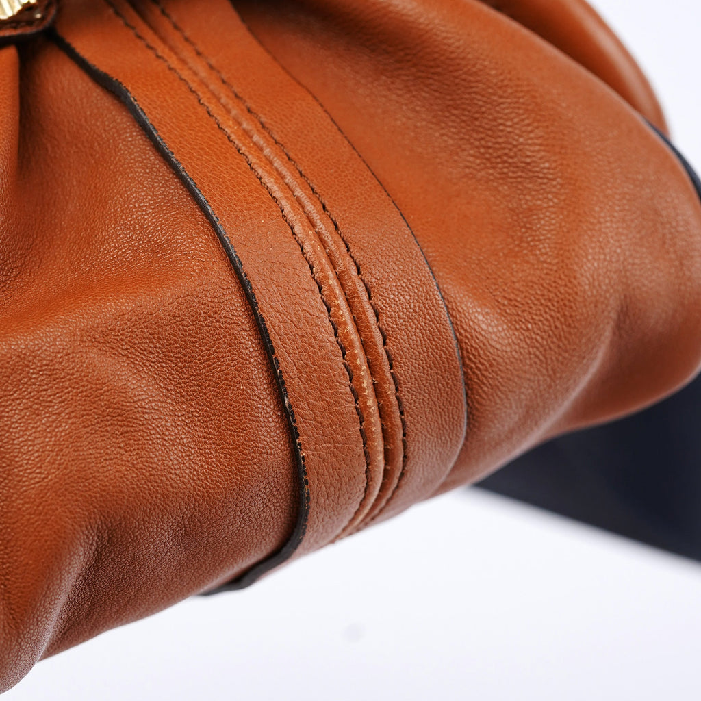 Brown Navy Leather Paraty 2-Way Shoulder Bag