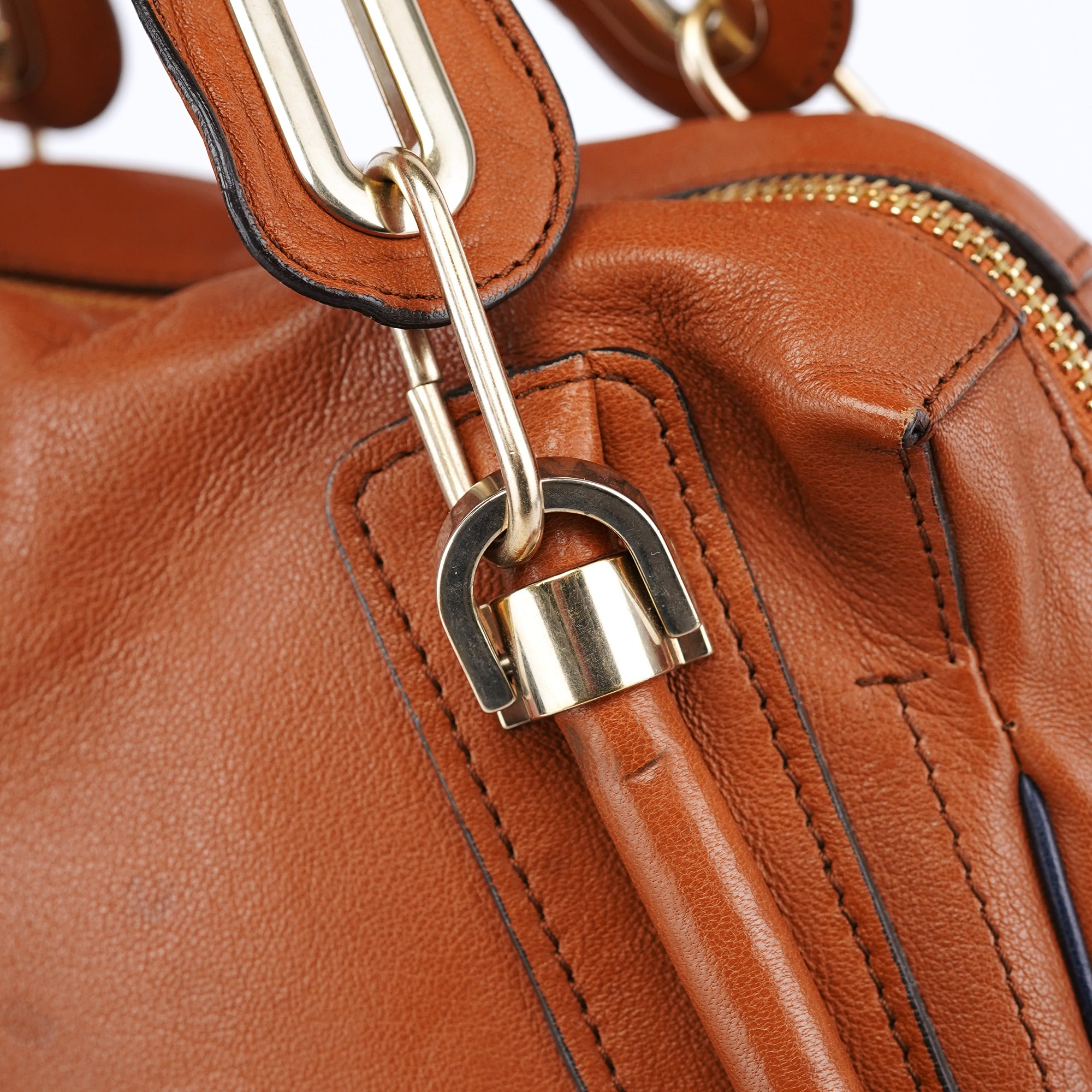 Brown Navy Leather Paraty 2-Way Shoulder Bag