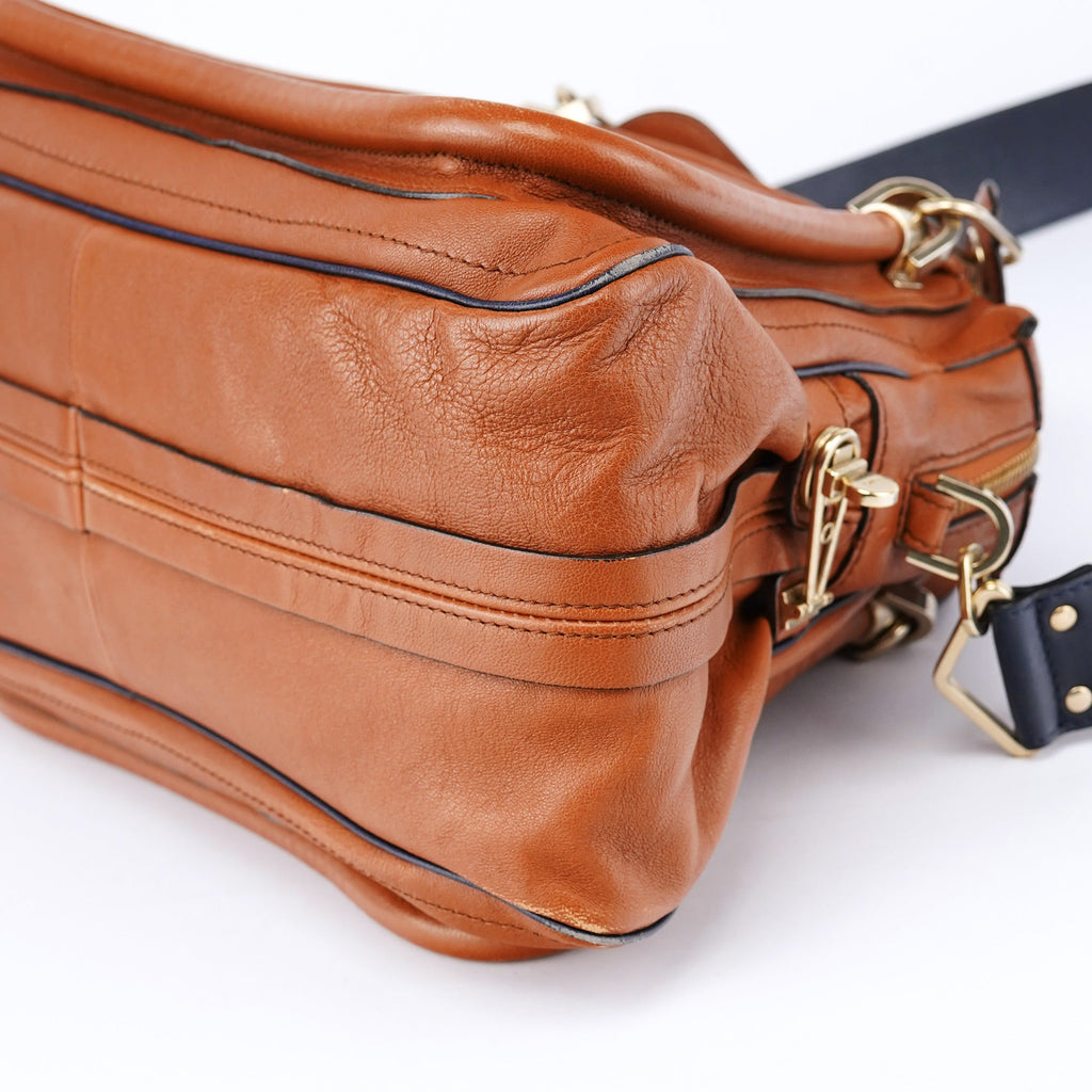 Brown Navy Leather Paraty 2-Way Shoulder Bag