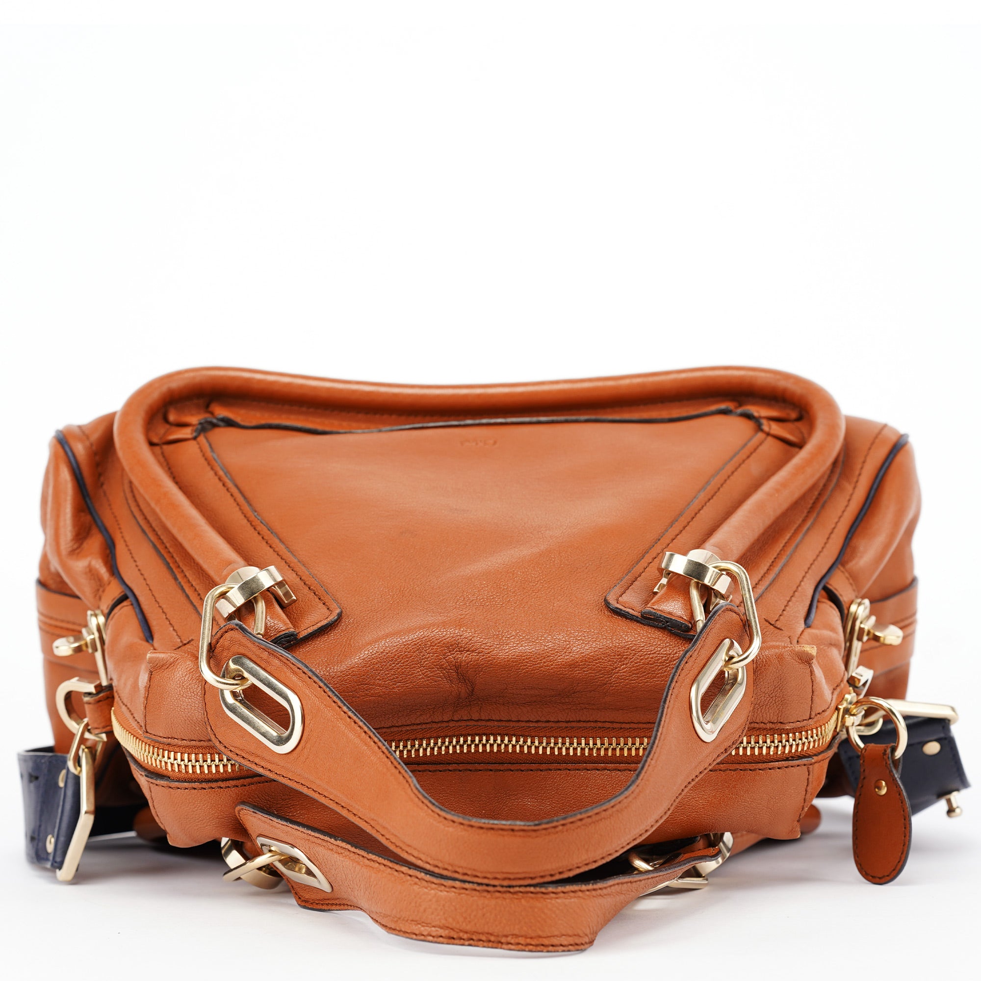 Brown Navy Leather Paraty 2-Way Shoulder Bag