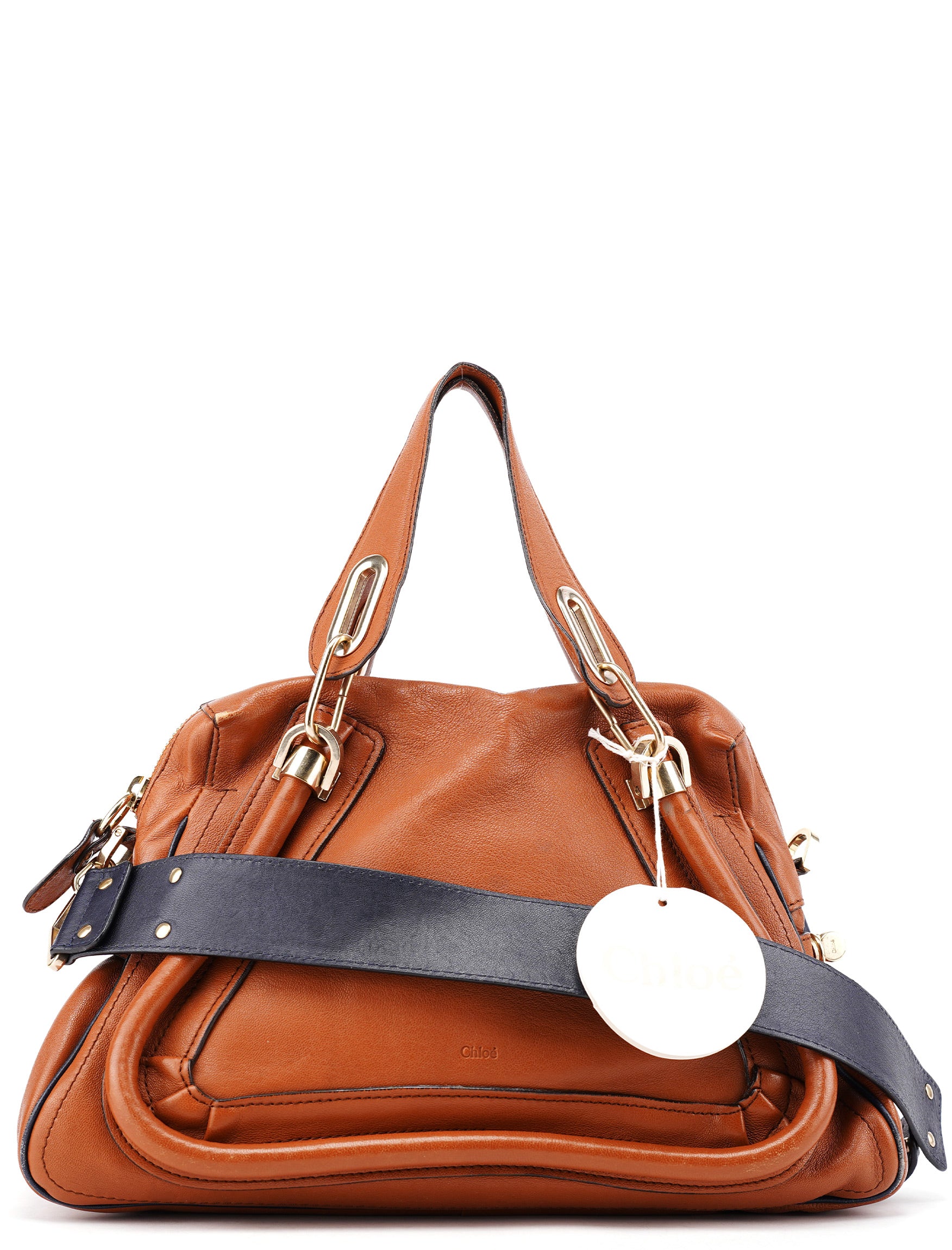 Brown Navy Leather Paraty 2-Way Shoulder Bag