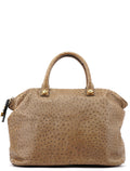 Brown Ostrich Leather Boston Bag