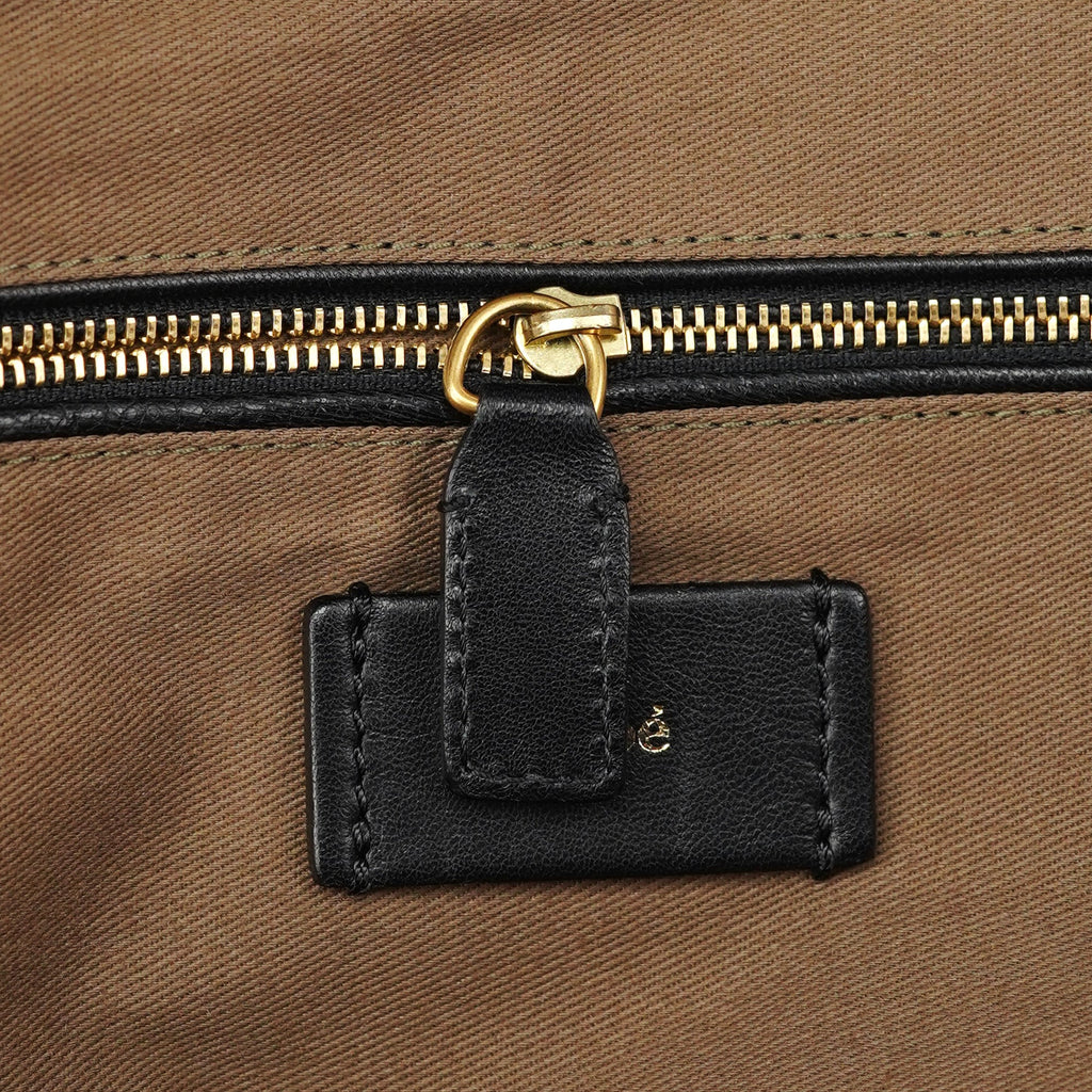 Brown Ostrich Leather Boston Bag