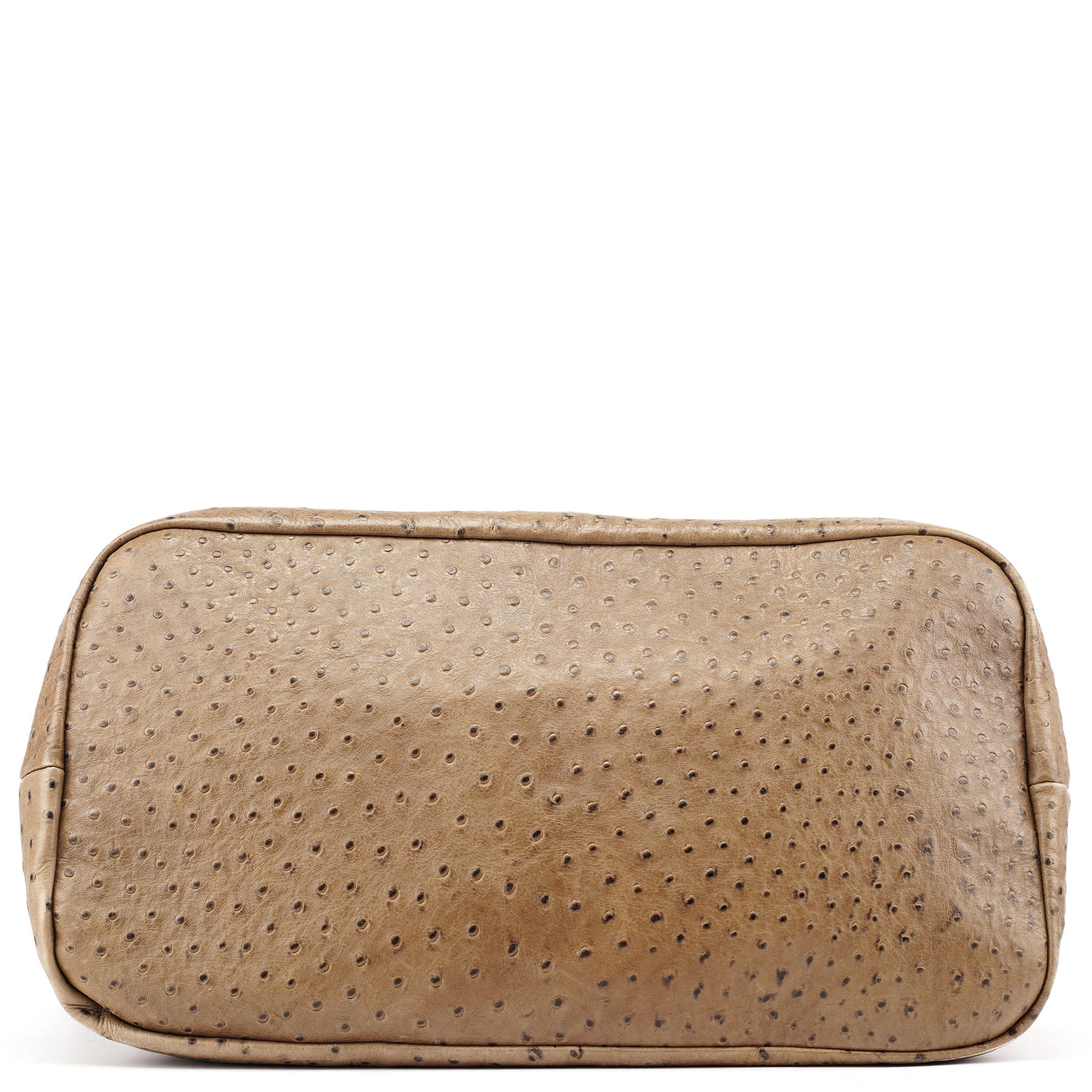 Brown Ostrich Leather Boston Bag