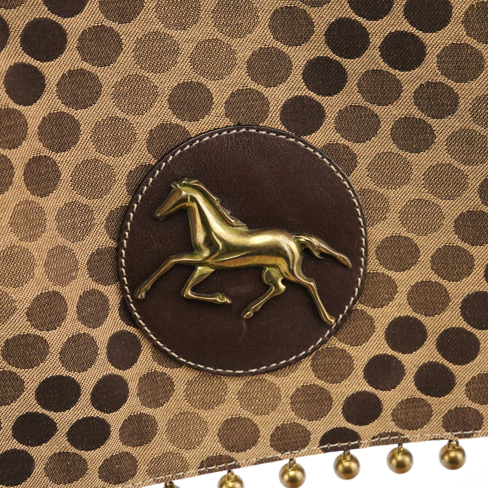 Brown Polkadot Horse Crossbody Bag