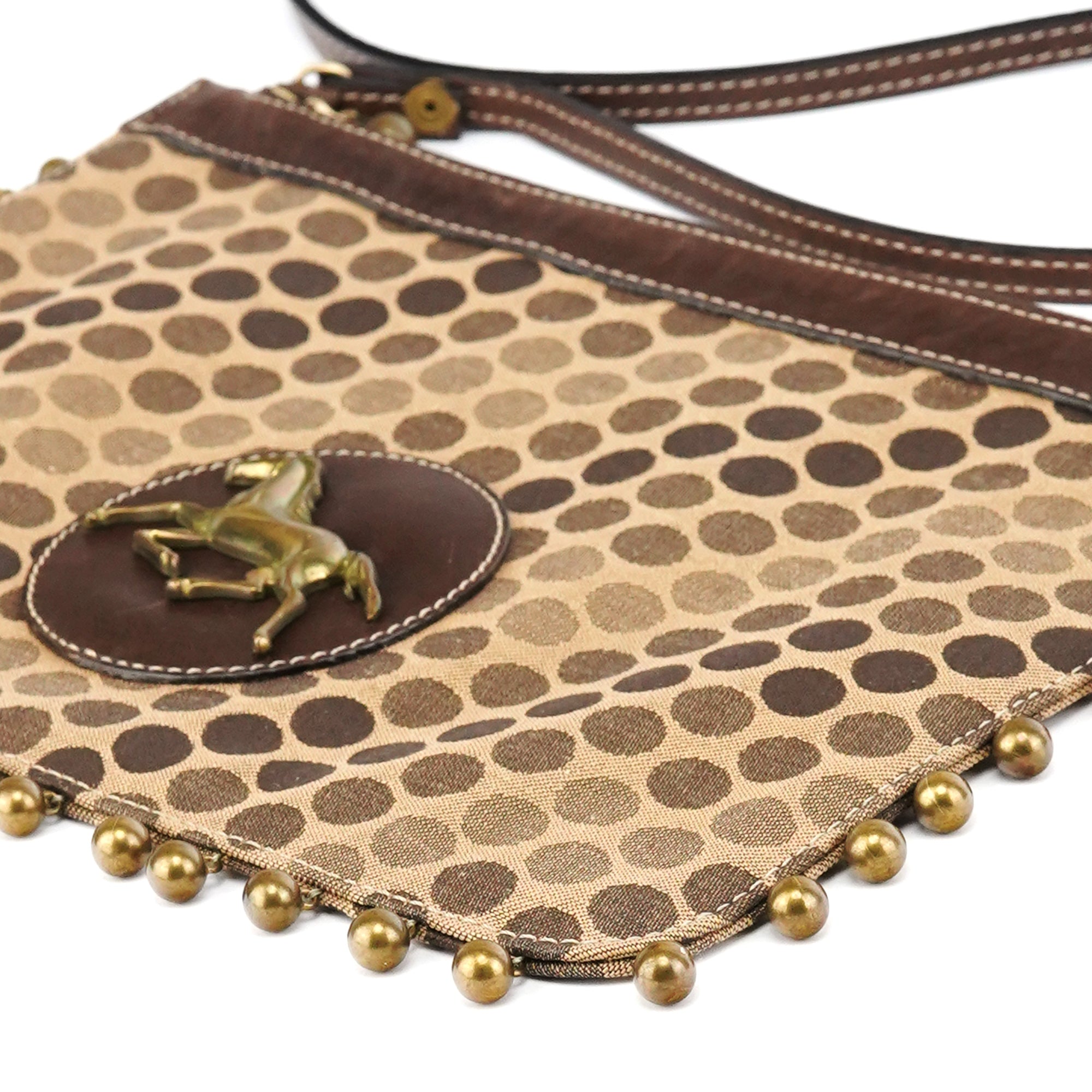 Brown Polkadot Horse Crossbody Bag