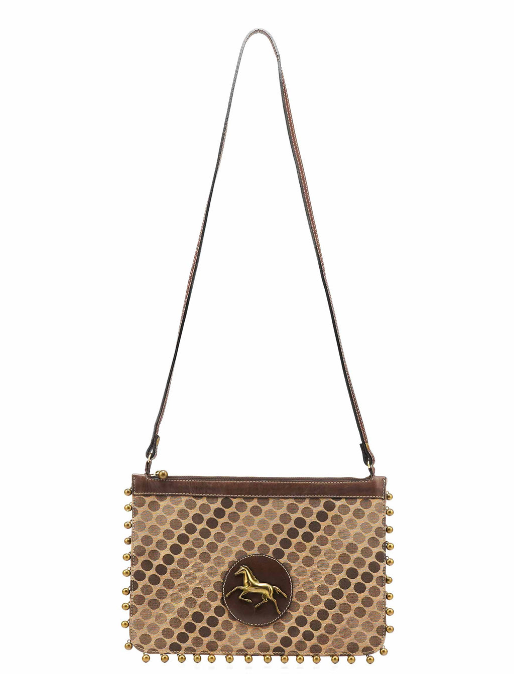 Brown Polkadot Horse Crossbody Bag