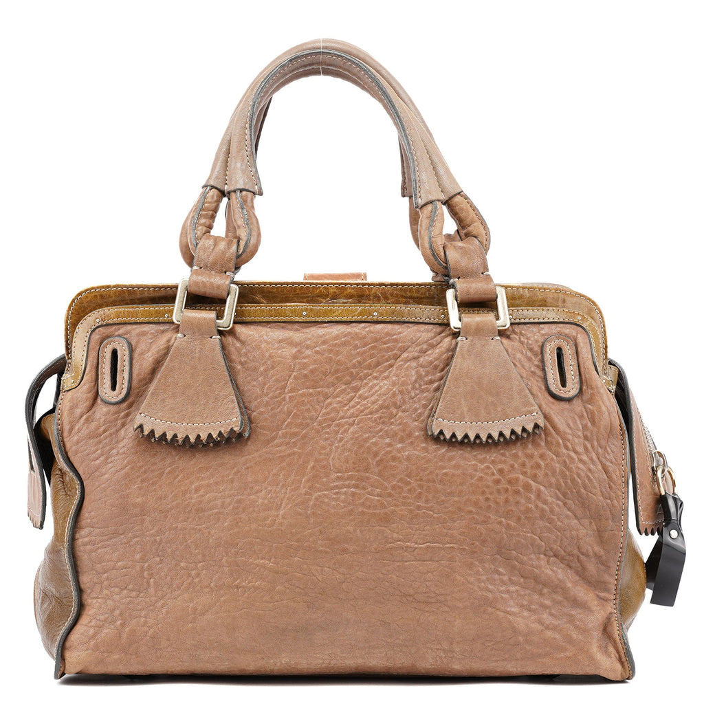 Brown Studded Leather Tote Bag