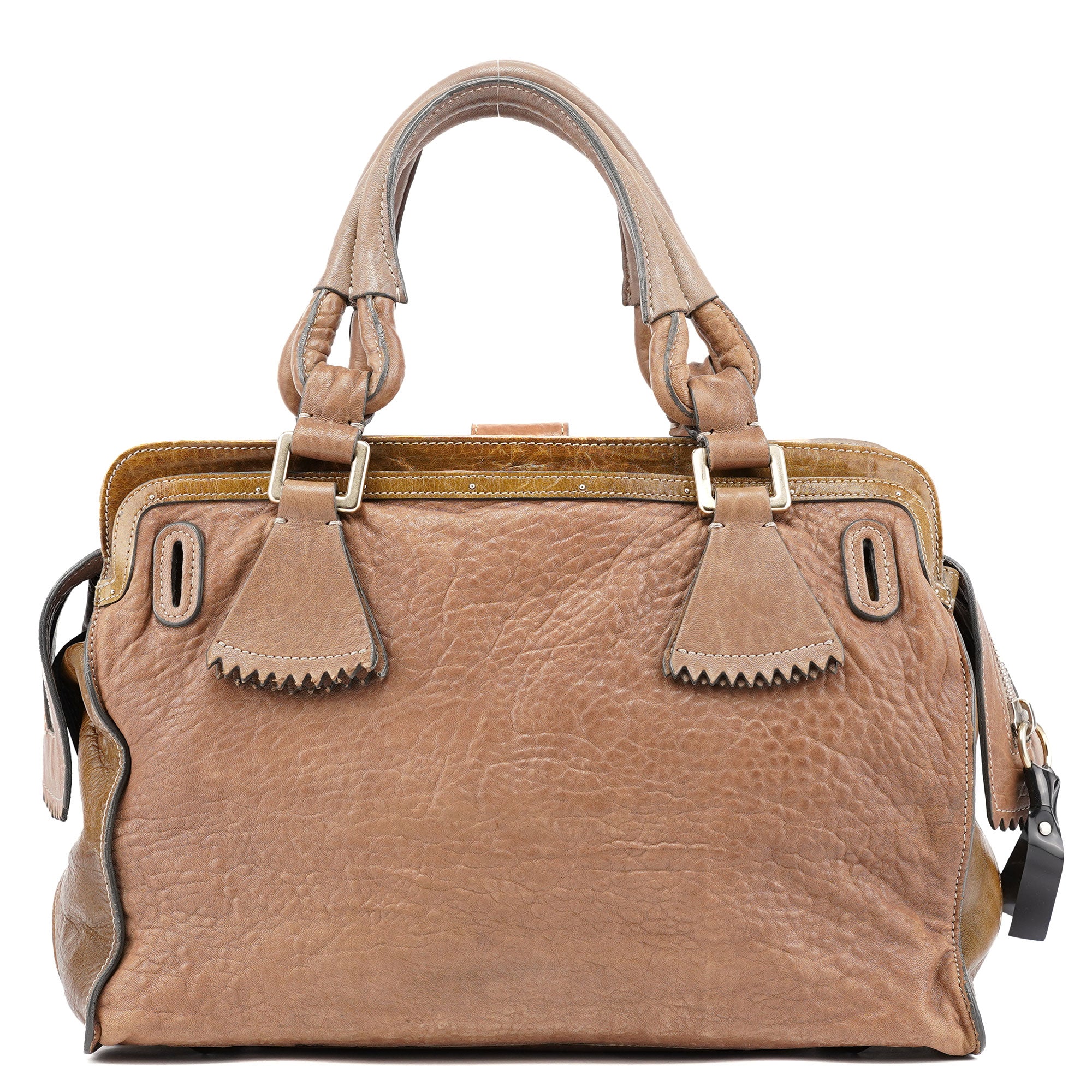 Brown Studded Leather Tote Bag