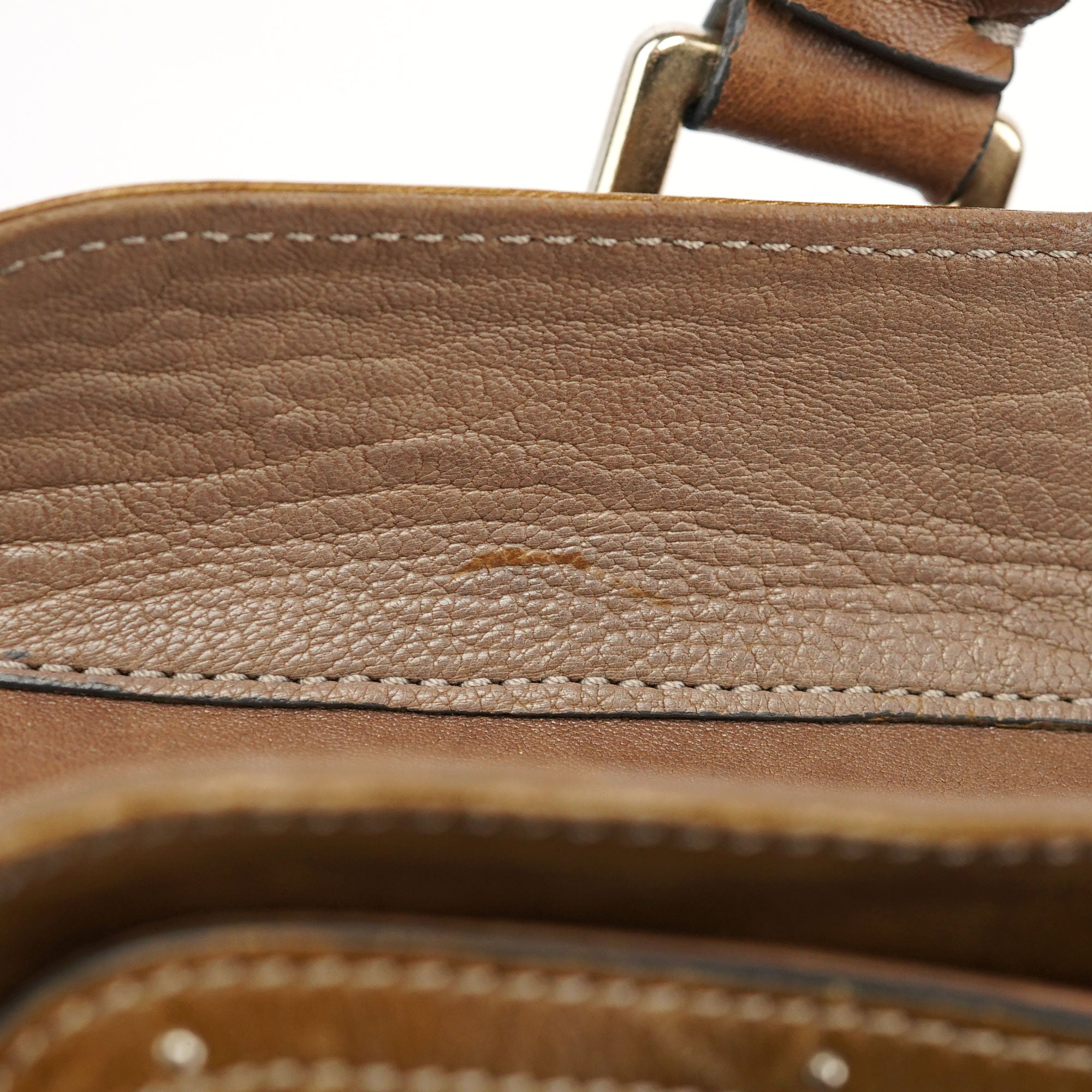 Brown Studded Leather Tote Bag