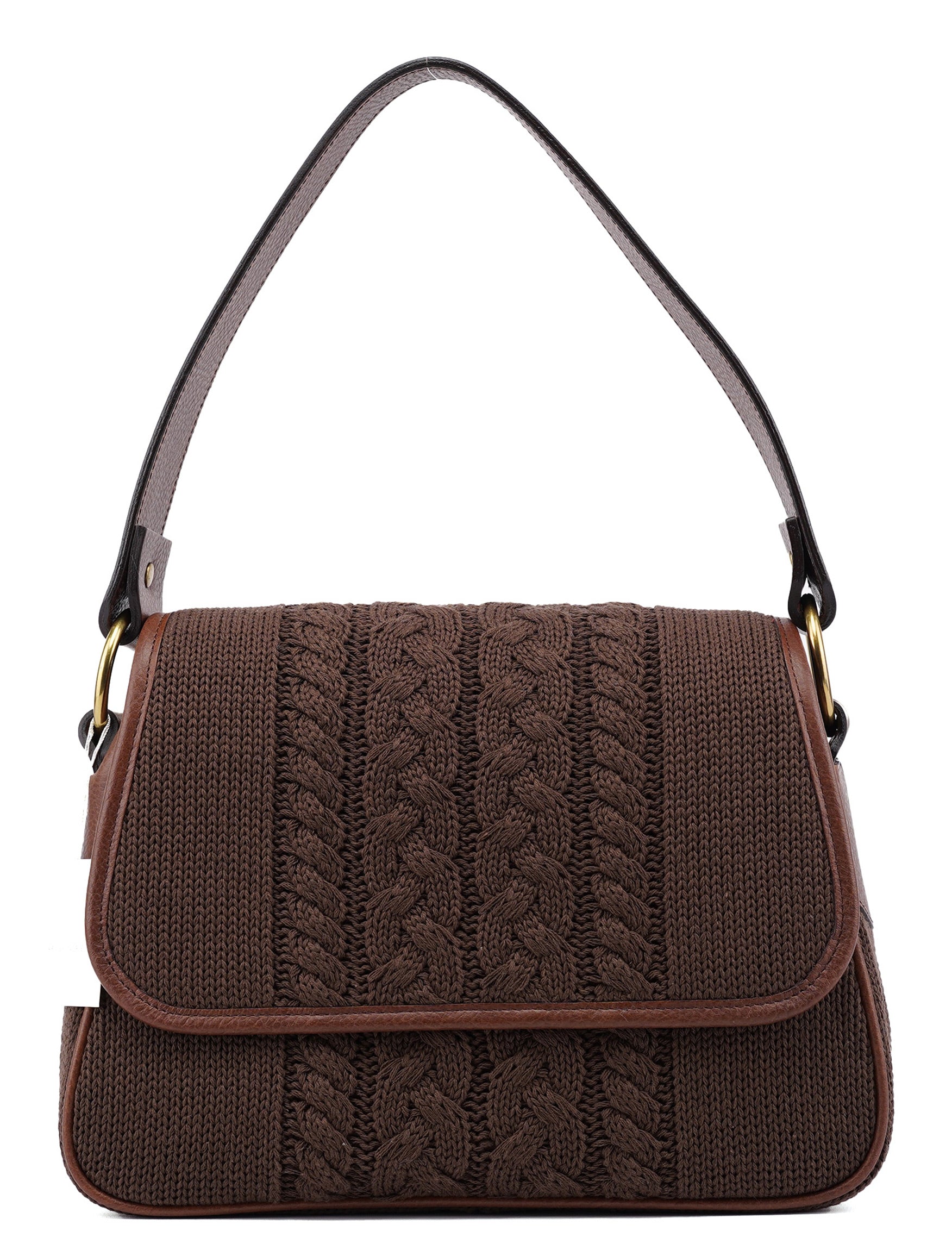 Brown Virgin Wool Shoulder Bag