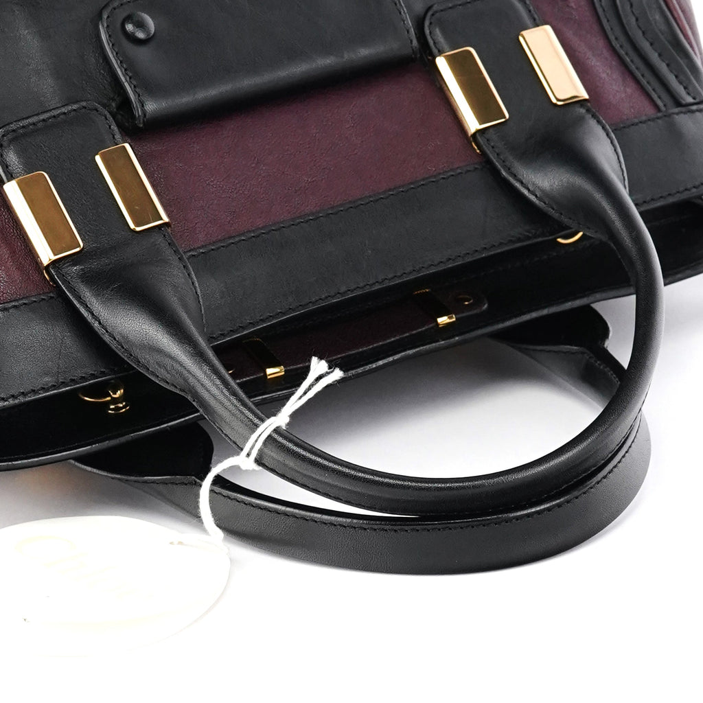 Burgundy Black Leather Alice 2-Way Bag