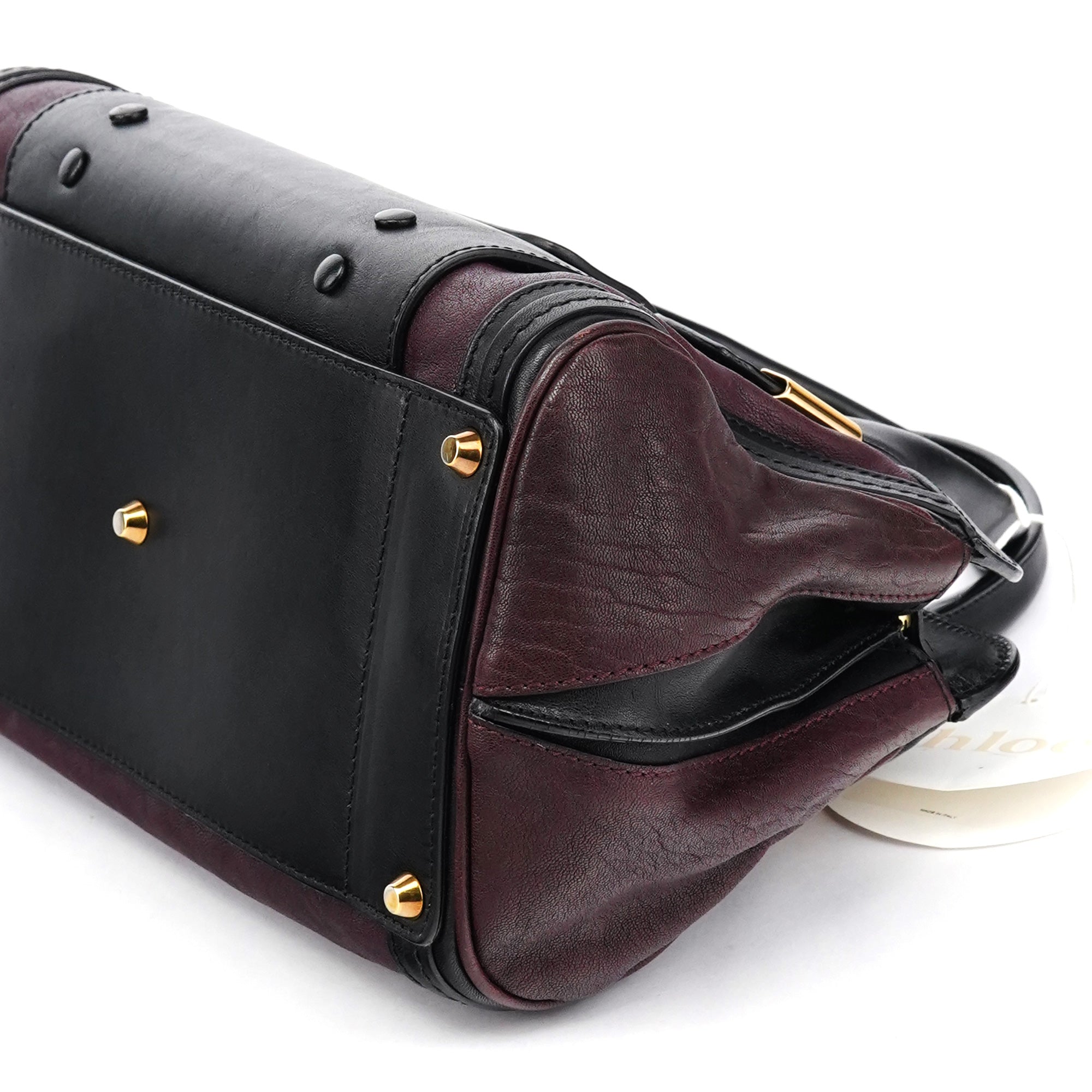 Burgundy Black Leather Alice 2-Way Bag