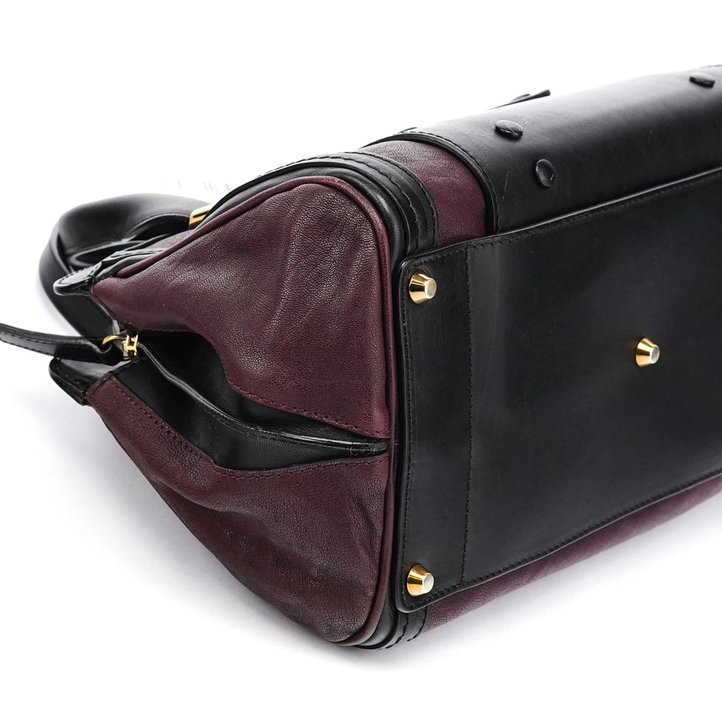 Burgundy Black Leather Alice 2-Way Bag