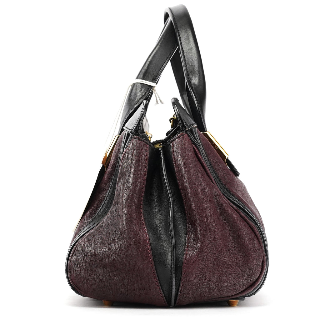Burgundy Black Leather Alice 2-Way Bag