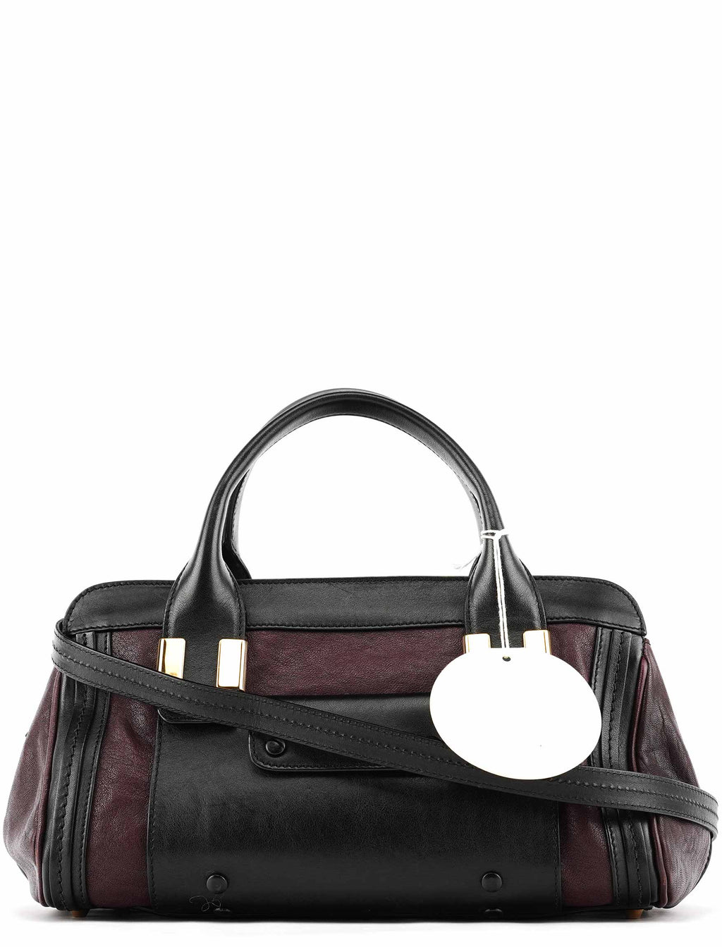 Burgundy Black Leather Alice 2-Way Bag
