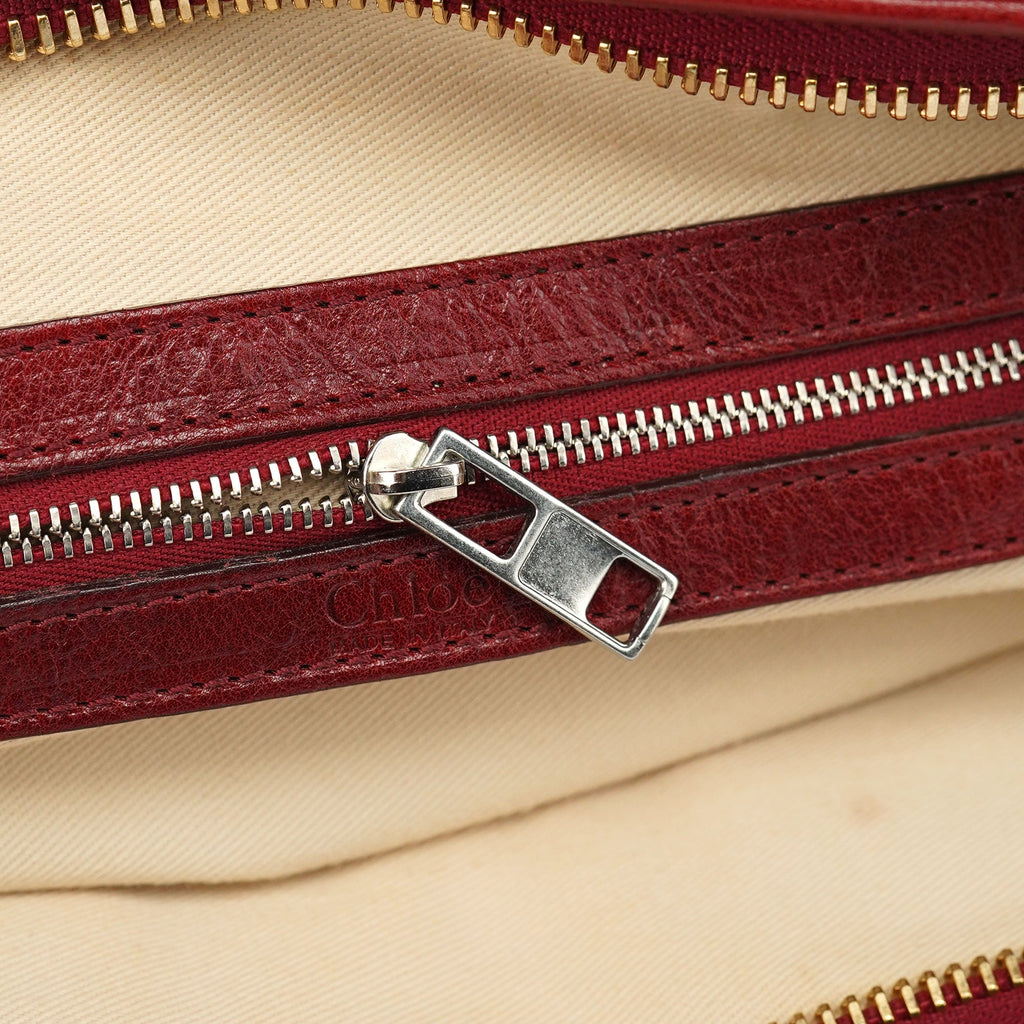 Burgundy Lambskin Leather Tote Bag