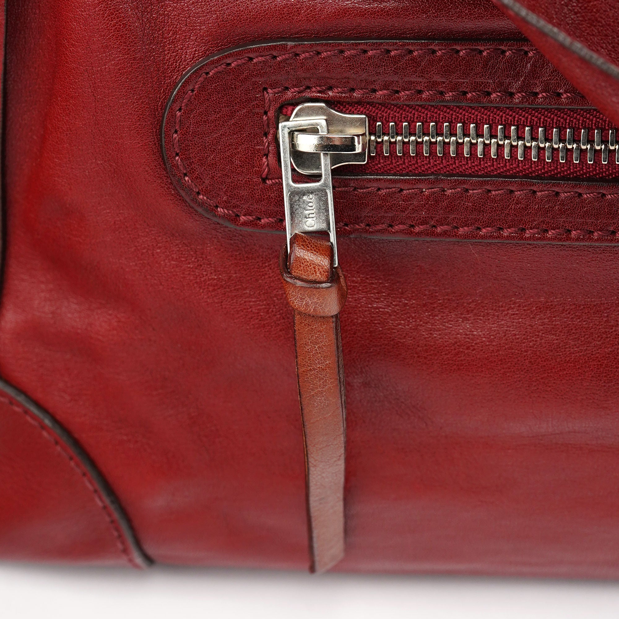Burgundy Lambskin Leather Tote Bag