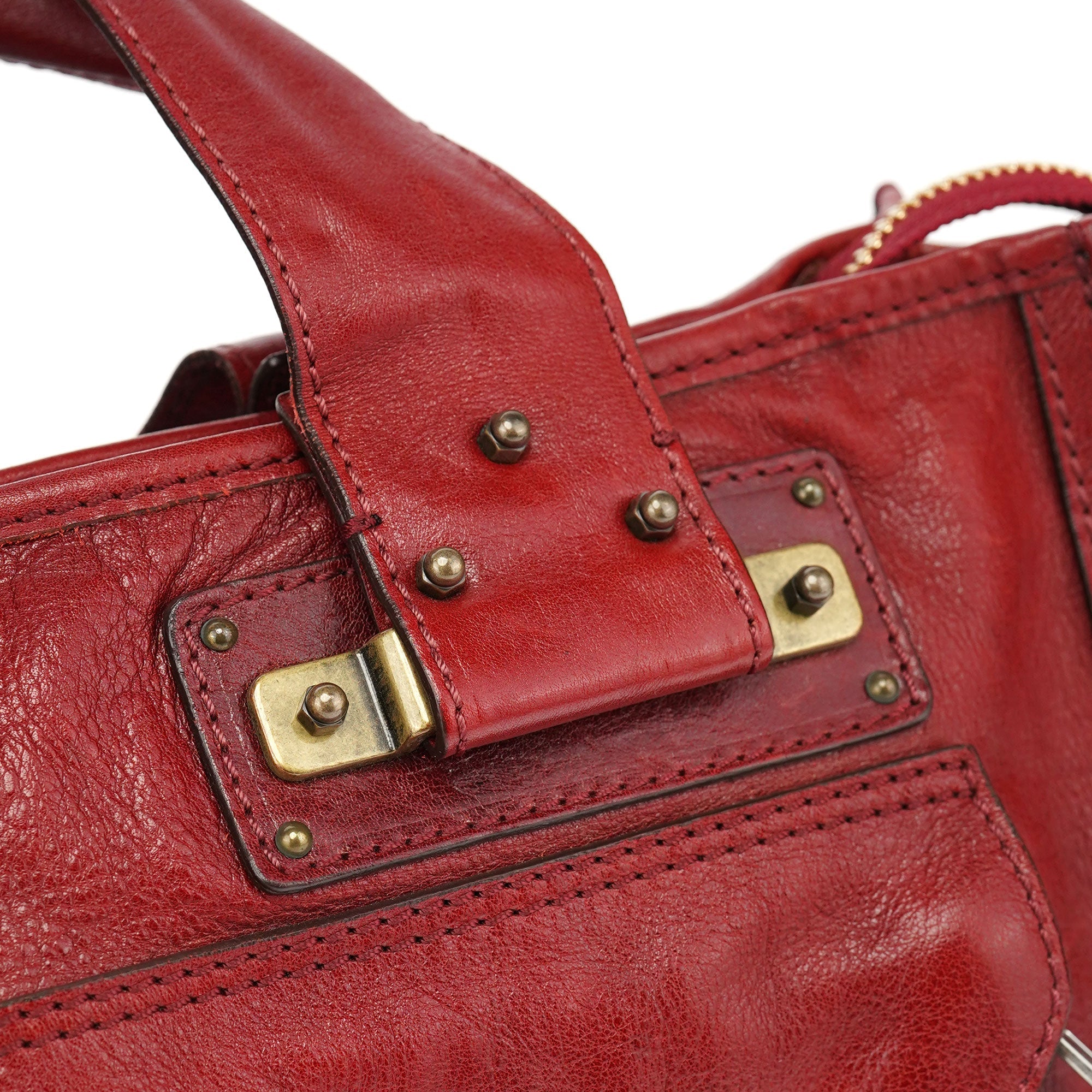 Burgundy Lambskin Leather Tote Bag