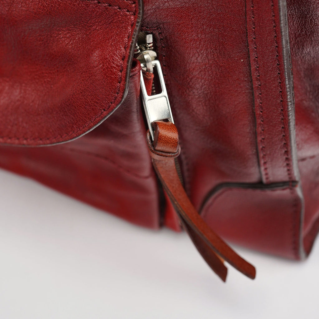 Burgundy Lambskin Leather Tote Bag