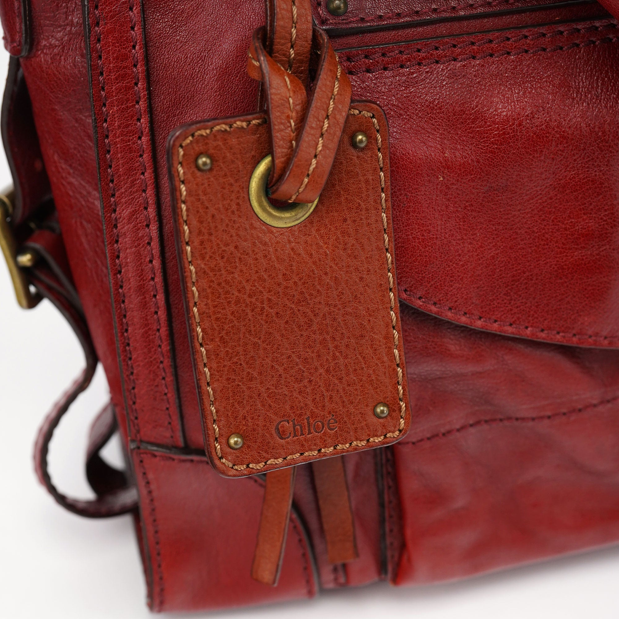 Burgundy Lambskin Leather Tote Bag