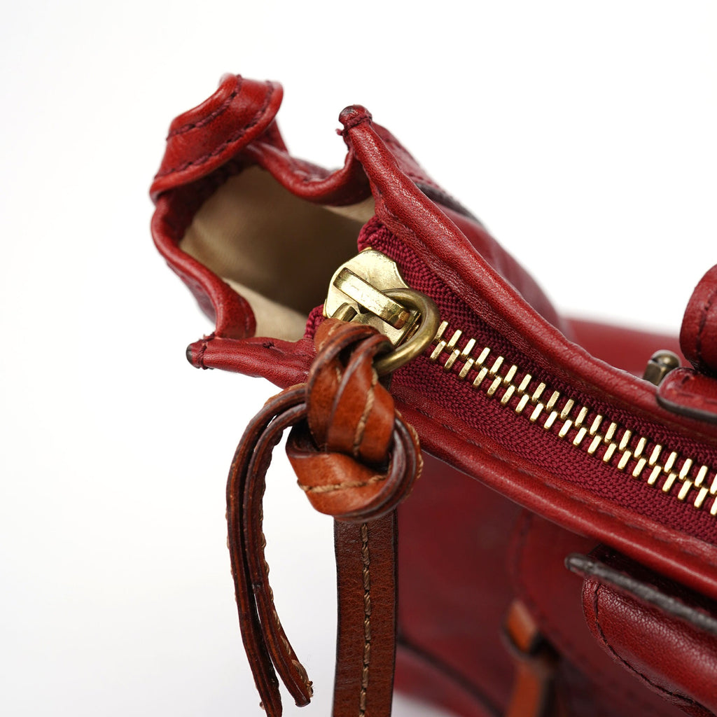 Burgundy Lambskin Leather Tote Bag