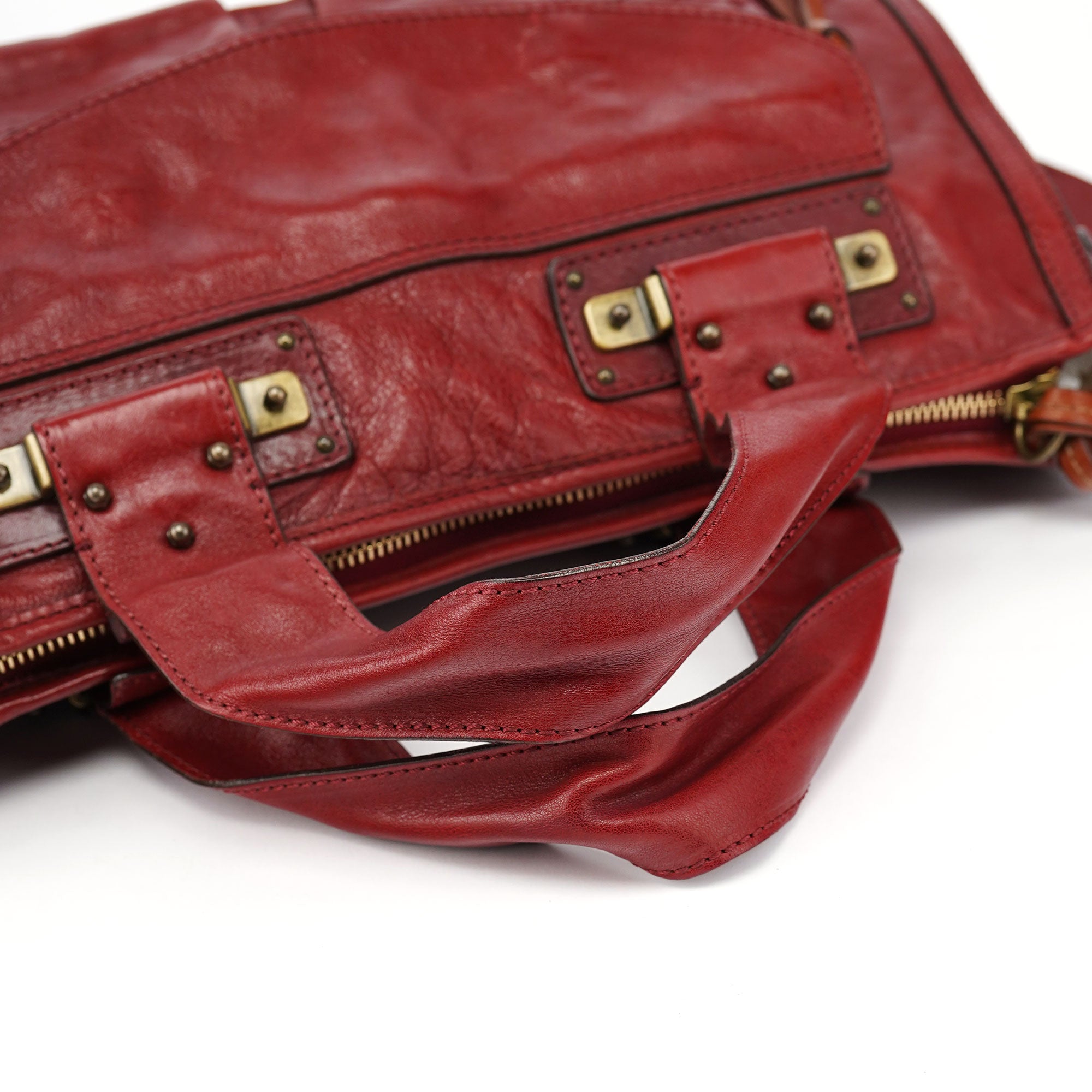 Burgundy Lambskin Leather Tote Bag