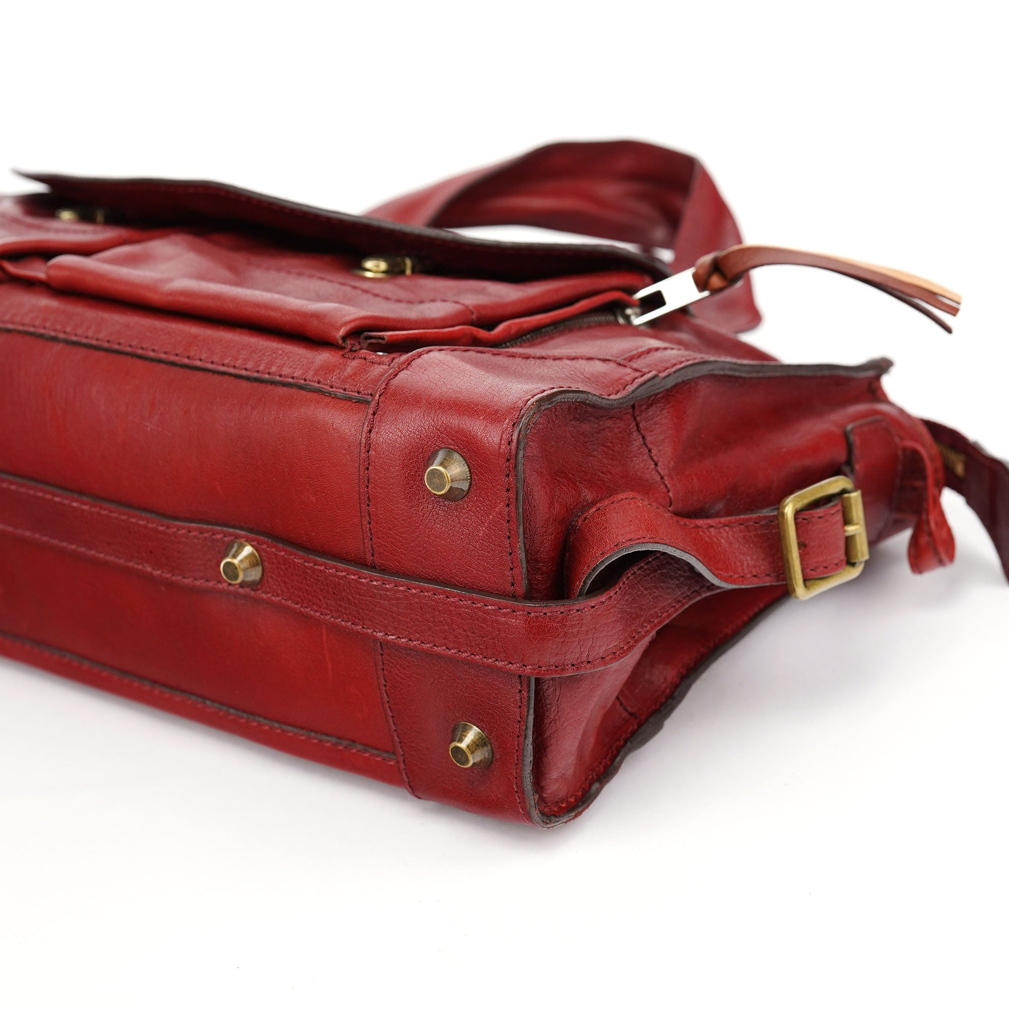 Burgundy Lambskin Leather Tote Bag