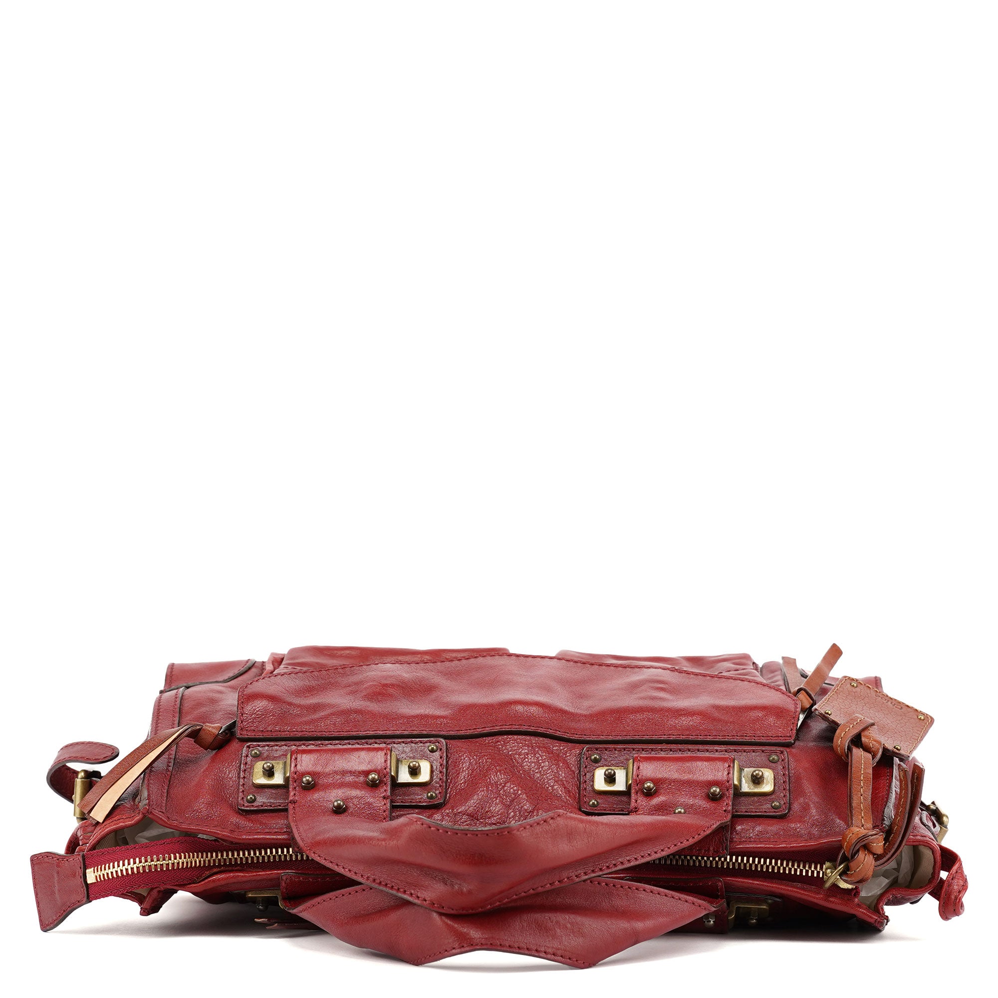 Burgundy Lambskin Leather Tote Bag